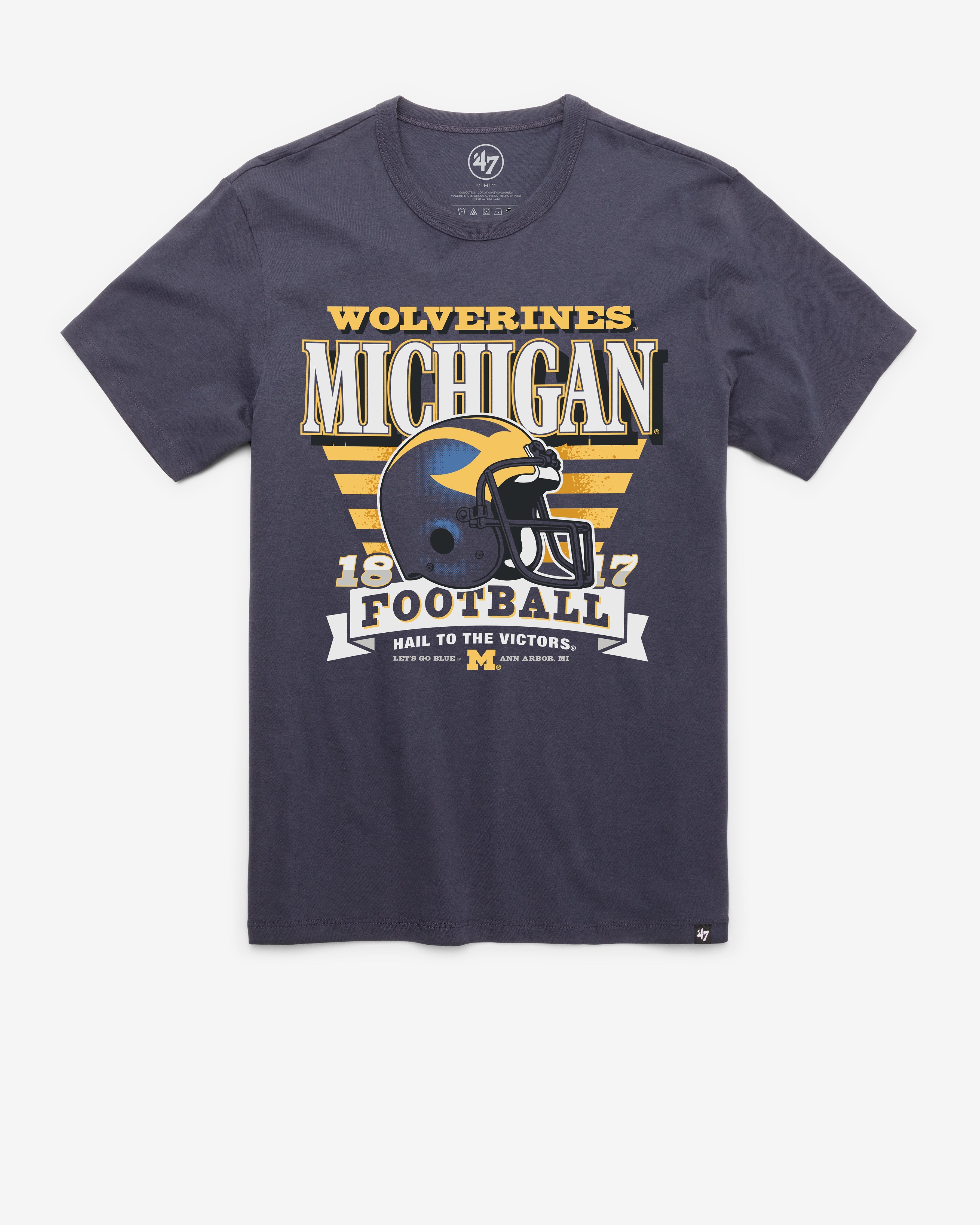 MICHIGAN WOLVERINES STRIPE SPLASH '47 FRANKLIN TEE ATLAS BLUE