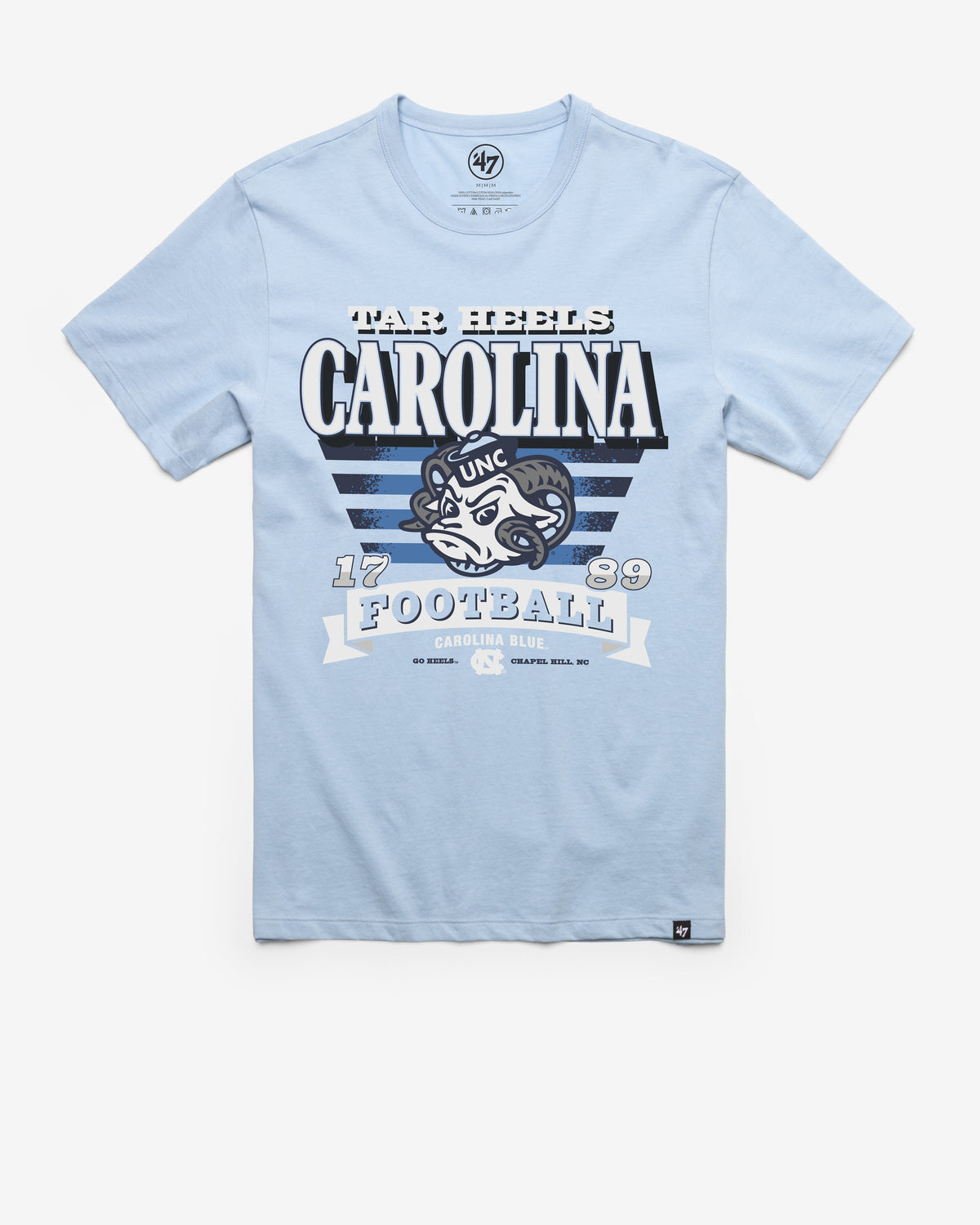 NORTH CAROLINA TAR HEELS UNC STRIPE SPLASH '47 FRANKLIN TEE GULF BLUE