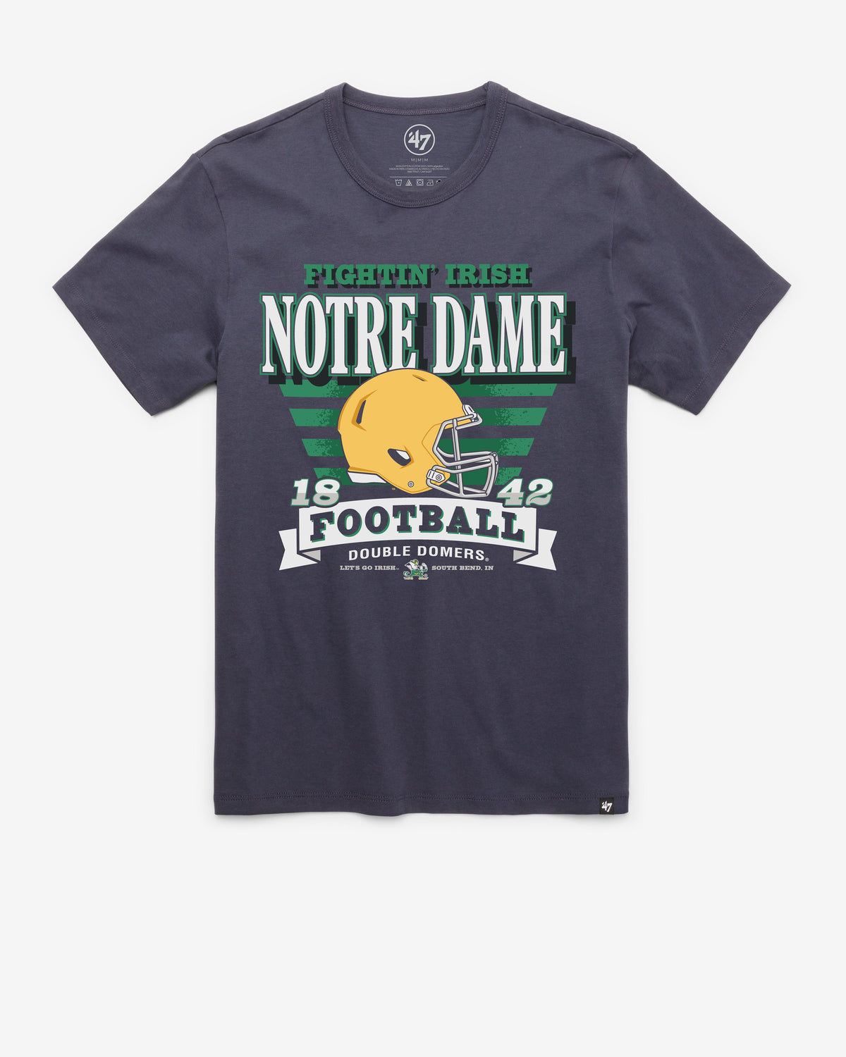 NOTRE DAME FIGHTIN IRISH STRIPE SPLASH '47 FRANKLIN TEE ATLAS BLUE