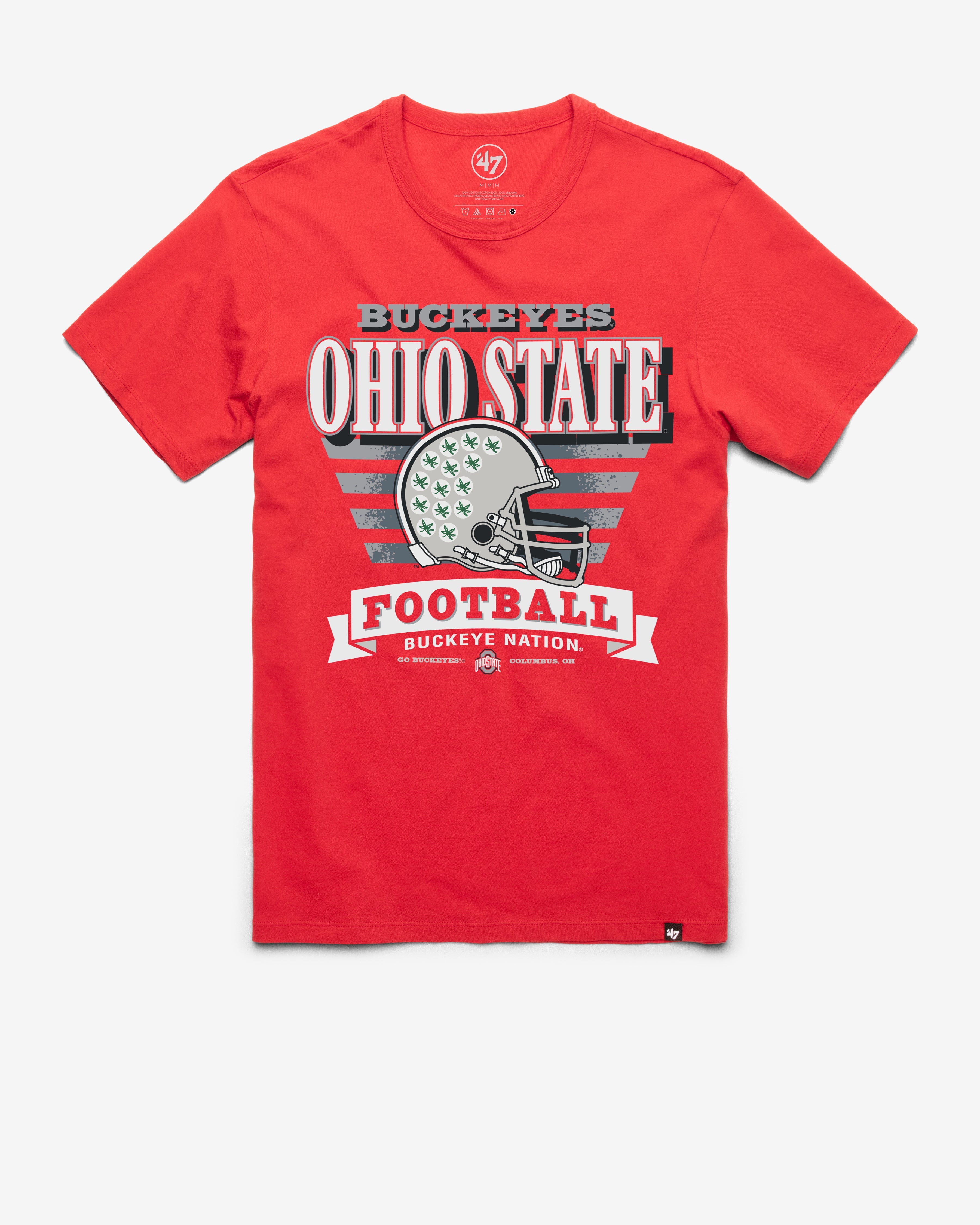 OHIO STATE BUCKEYES STRIPE SPLASH '47 FRANKLIN TEE RACER RED
