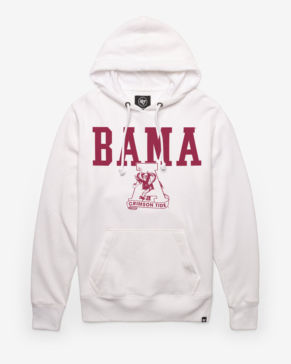 ALABAMA CRIMSON TIDE VINTAGE STRAIGHT BLOCK '47 HEADLINE HOOD WHITE WASH