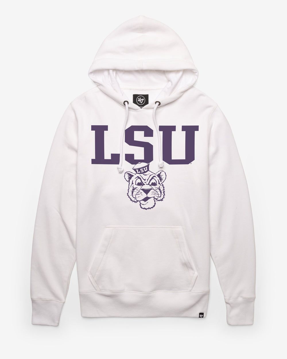 LOUISIANA STATE TIGERS LSU VINTAGE STRAIGHT BLOCK '47 HEADLINE HOOD WHITE WASH