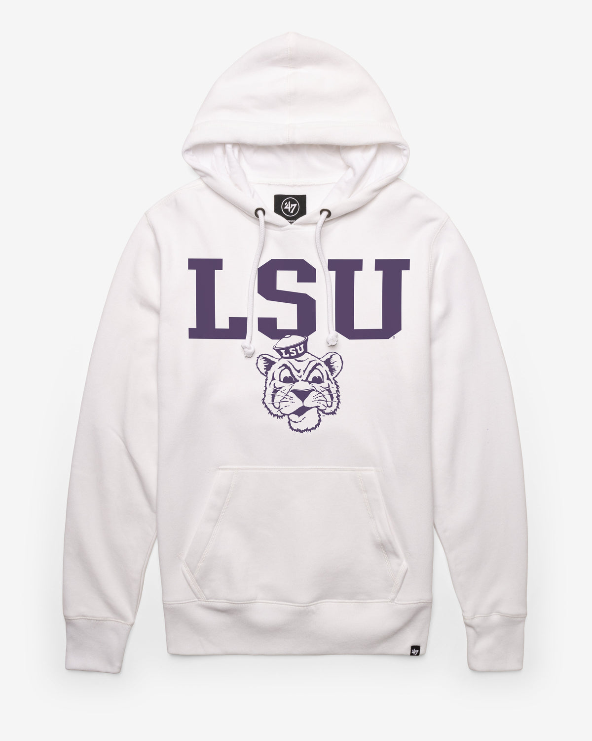 LOUISIANA STATE TIGERS LSU VINTAGE STRAIGHT BLOCK '47 HEADLINE HOOD WHITE WASH