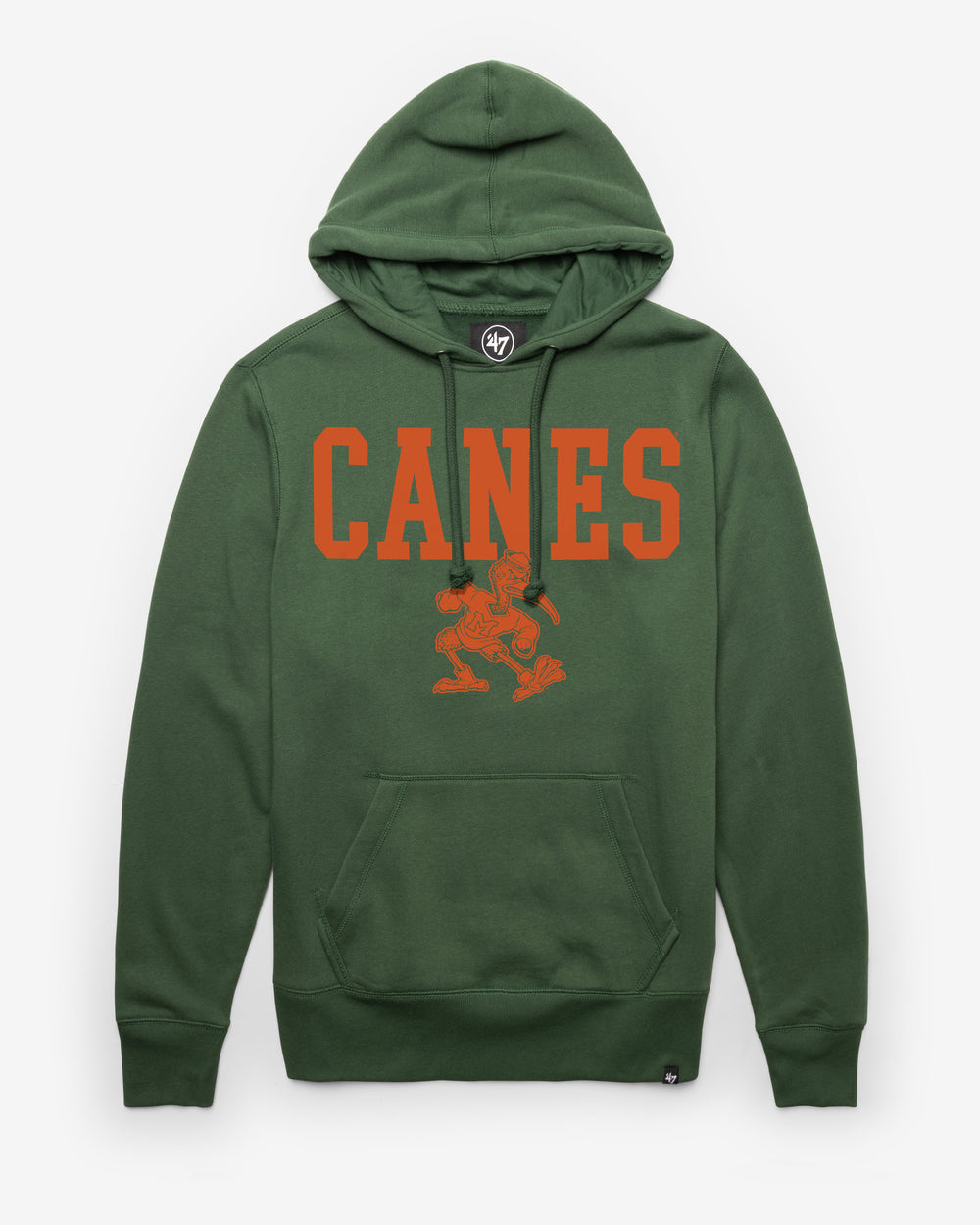 MIAMI HURRICANES VINTAGE STRAIGHT BLOCK '47 HEADLINE HOOD DARK GREEN