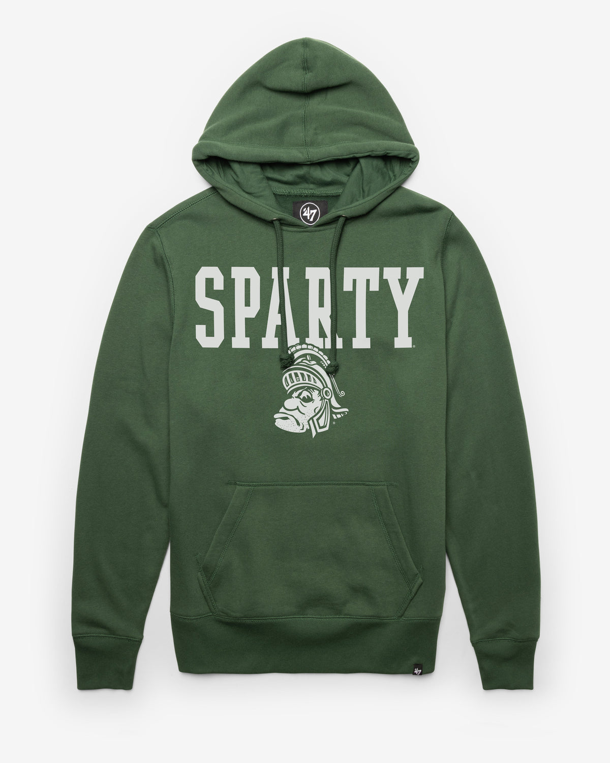 MICHIGAN STATE SPARTANS VINTAGE STRAIGHT BLOCK '47 HEADLINE HOOD DARK GREEN