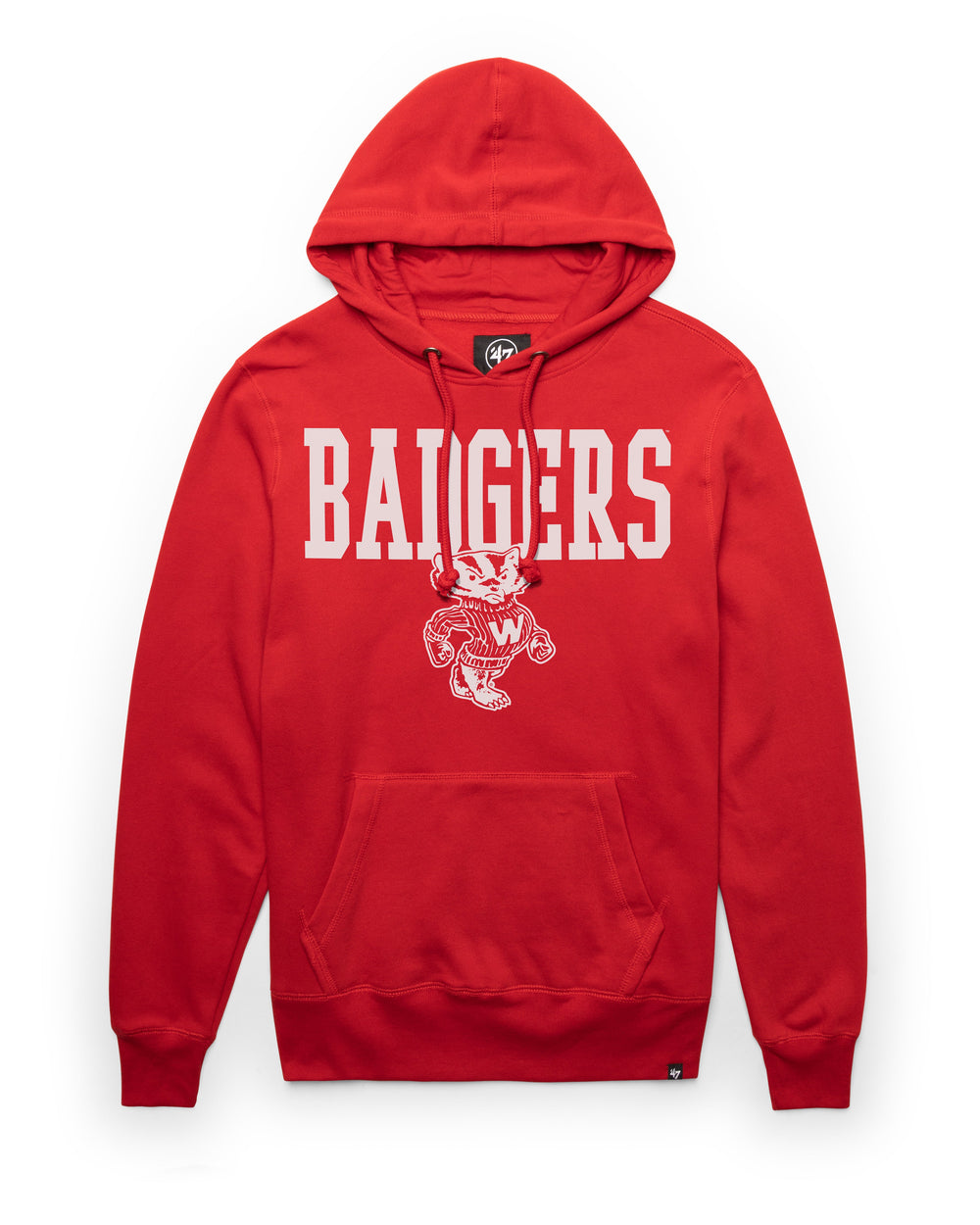 WISCONSIN BADGERS VINTAGE STRAIGHT BLOCK '47 HEADLINE HOOD RED