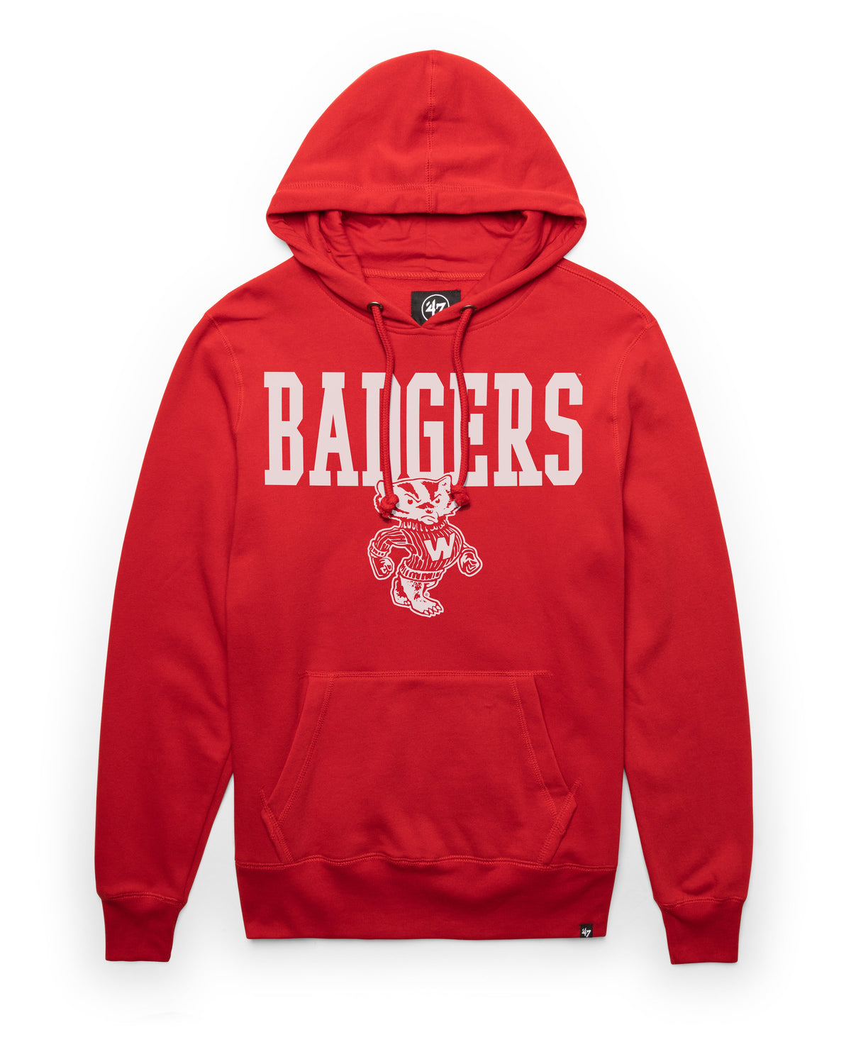 WISCONSIN BADGERS VINTAGE STRAIGHT BLOCK '47 HEADLINE HOOD RED