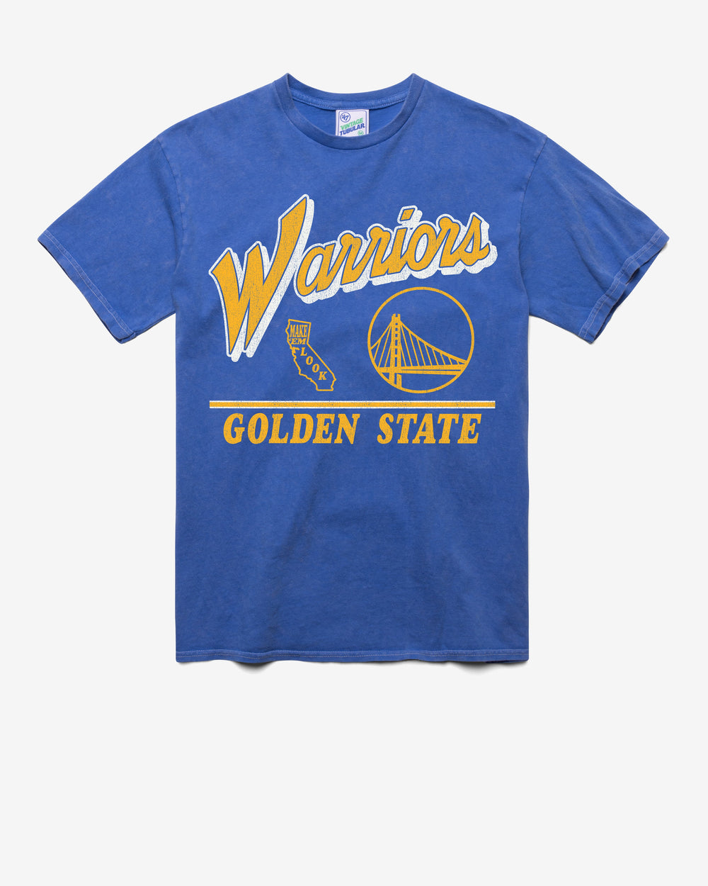 GOLDEN STATE WARRIORS FLY BY VINTAGE '47 TUBULAR TEE DT CALI BLUE