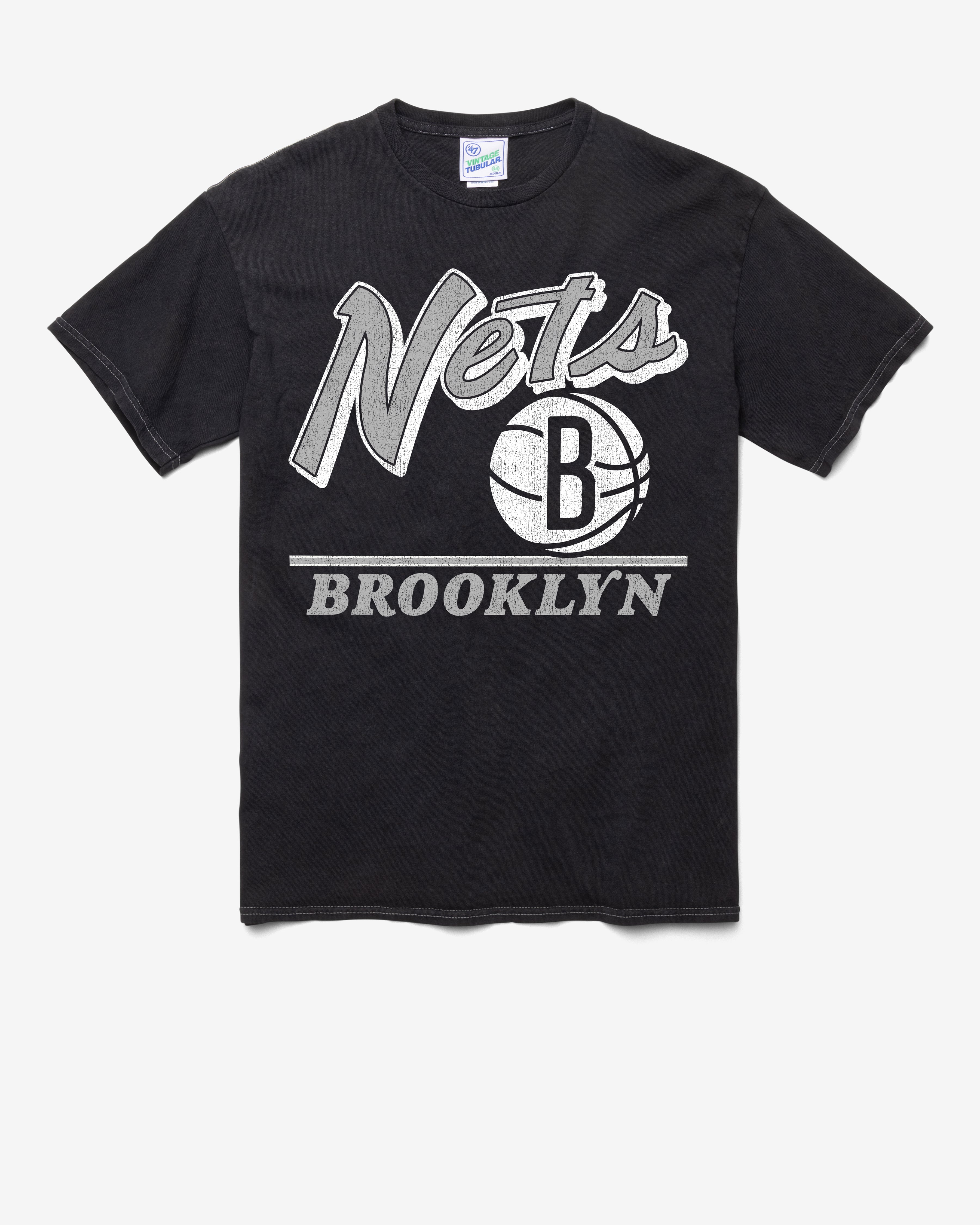 BROOKLYN NETS FLY BY VINTAGE '47 TUBULAR TEE DT BLACK