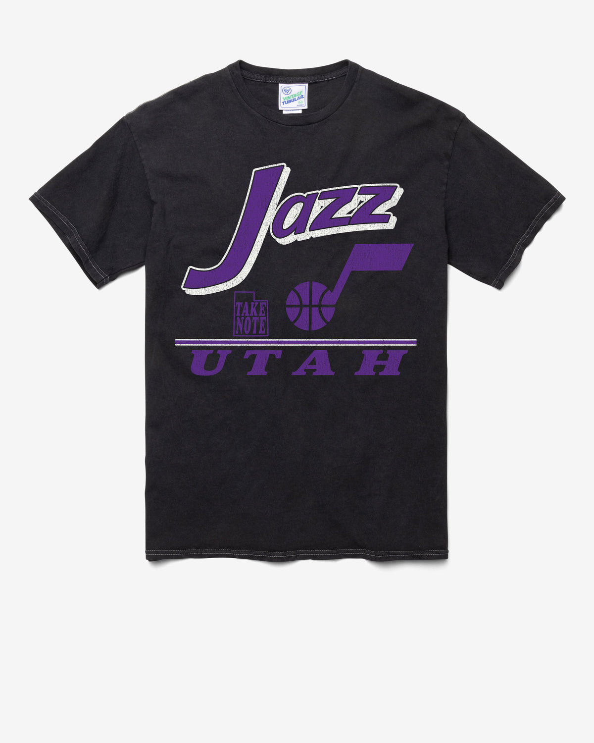 UTAH JAZZ FLY BY VINTAGE '47 TUBULAR TEE DT BLACK