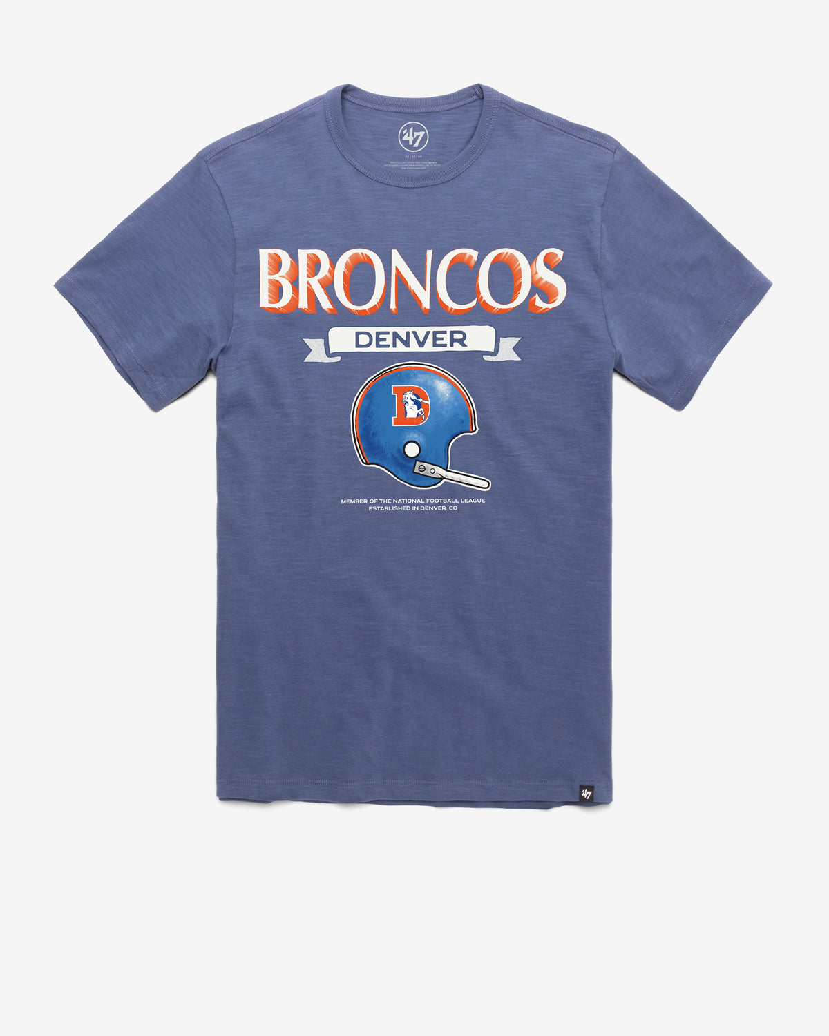 DENVER BRONCOS HISTORIC LONG HAUL '47 SCRUM TEE BLEACHER BLUE