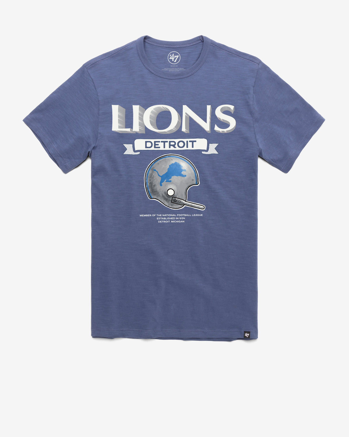 DETROIT LIONS HISTORIC LONG HAUL '47 SCRUM TEE BLEACHER BLUE