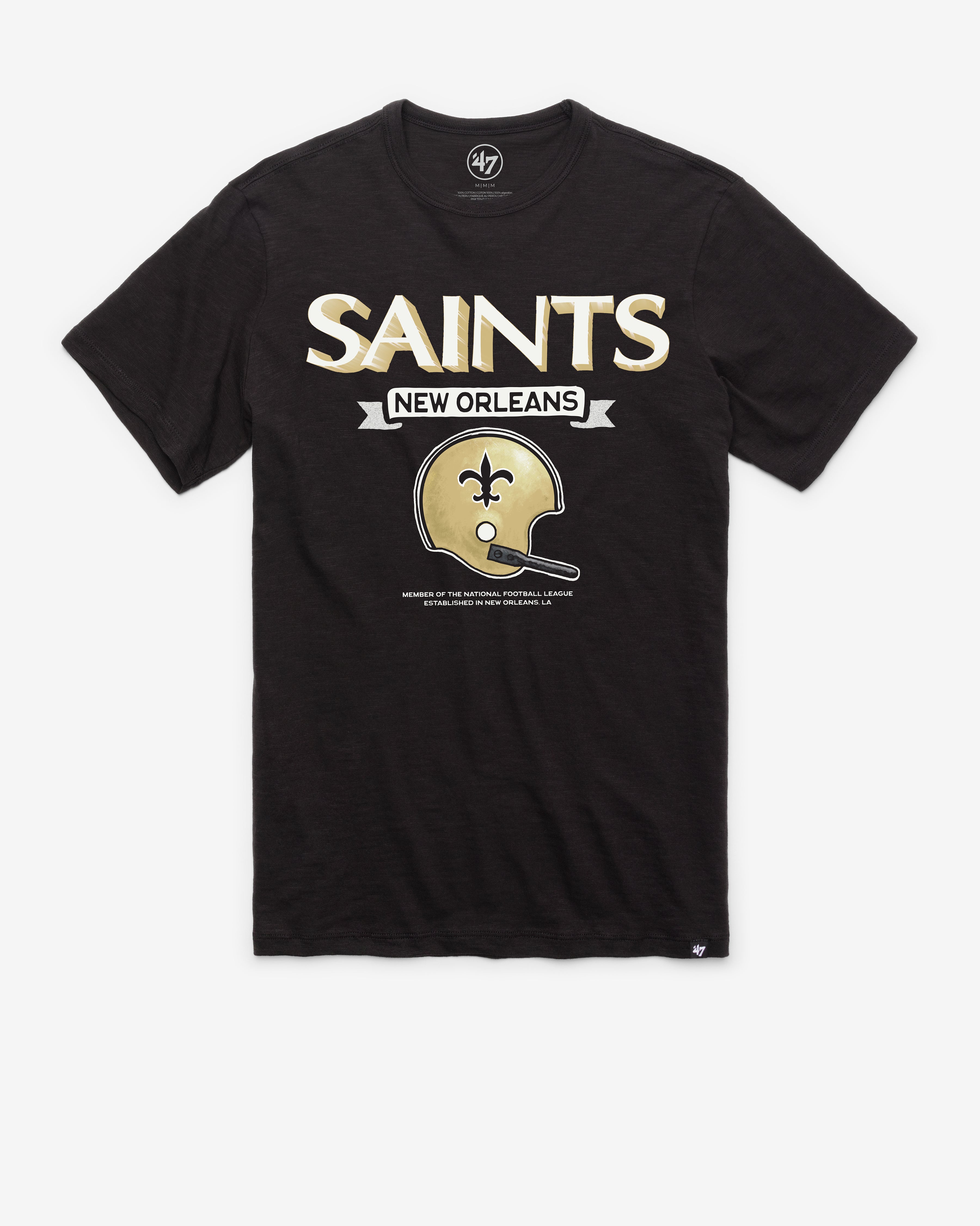 NEW ORLEANS SAINTS HISTORIC LONG HAUL '47 SCRUM TEE JET BLACK