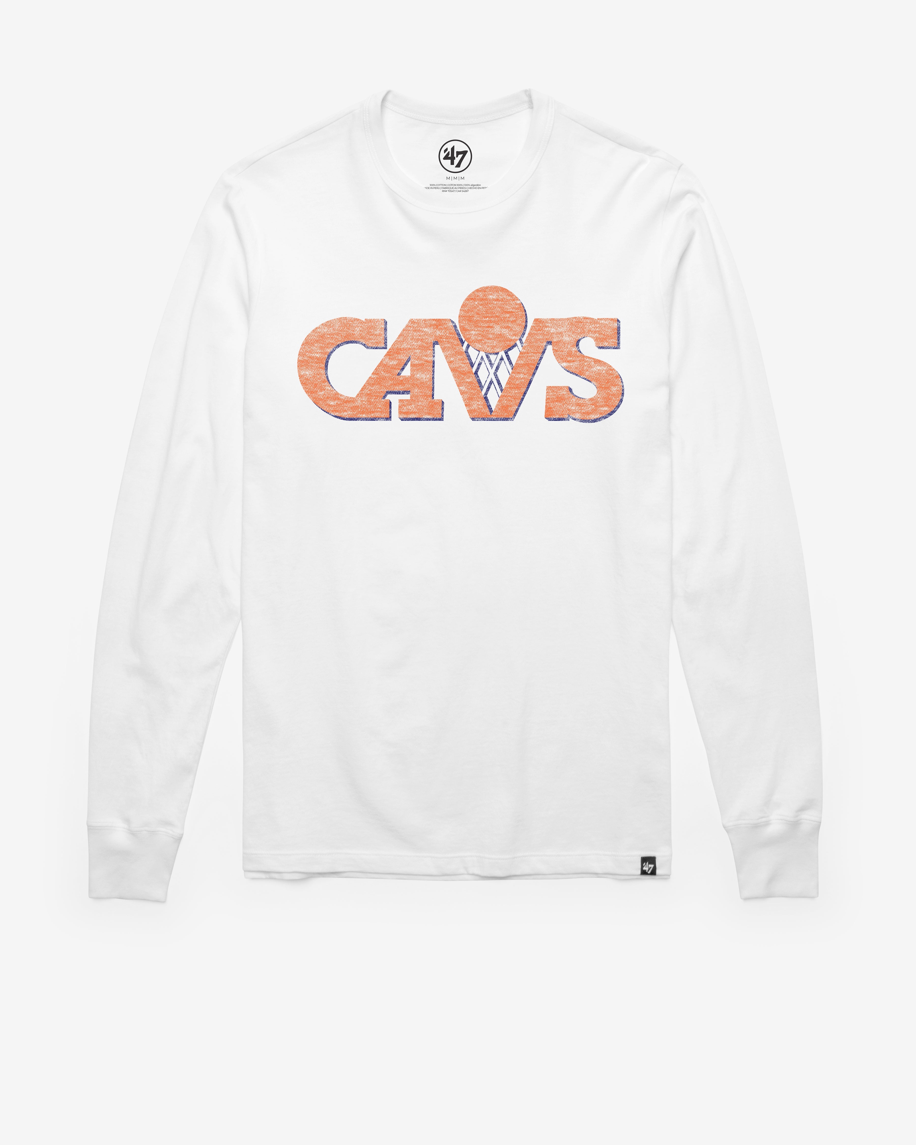 CLEVELAND CAVALIERS HARDWOOD CLASSICS PREMIER '47 FRANKLIN LONG SLEEVE TEE WHITE WASH