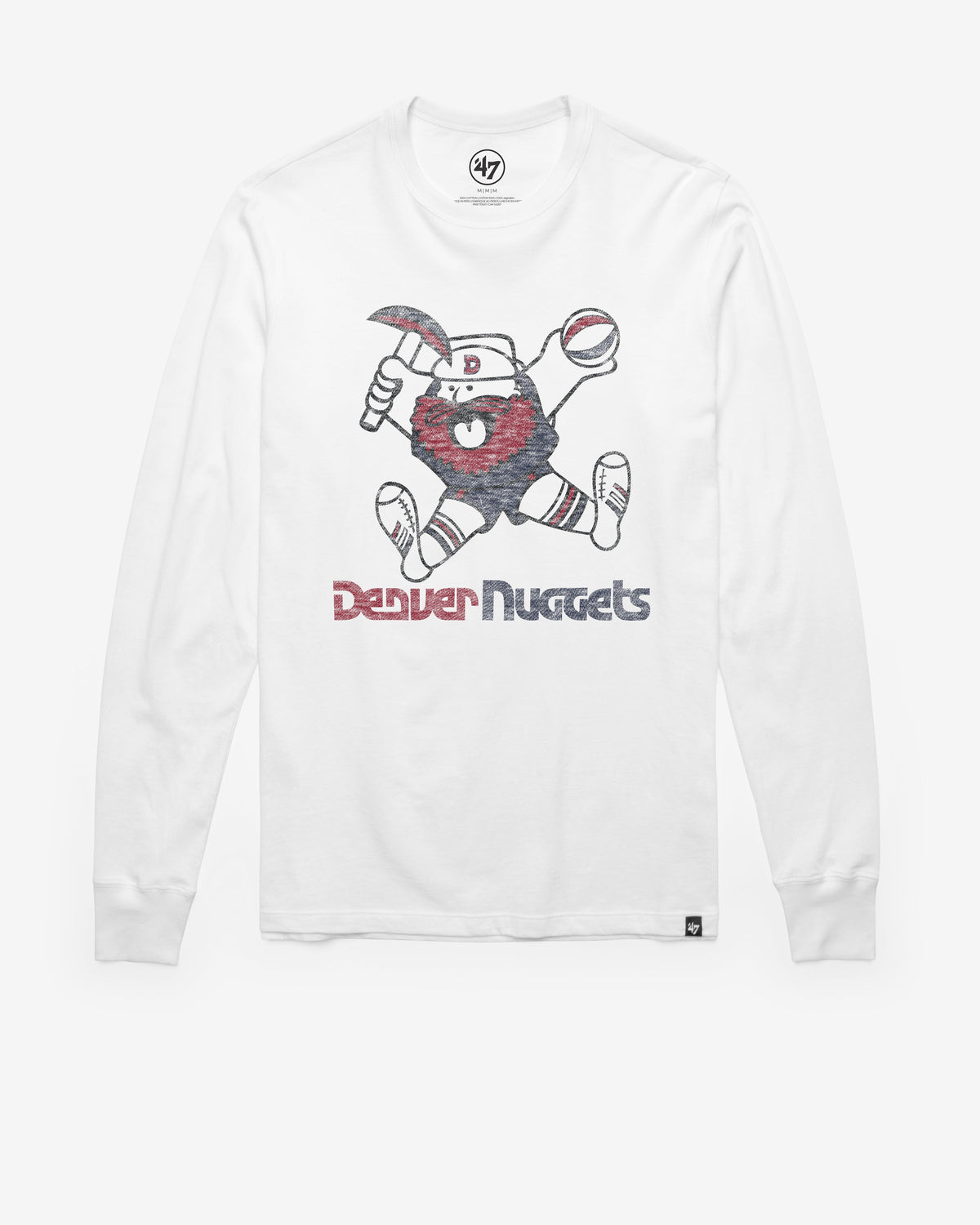 DENVER NUGGETS HARDWOOD CLASSICS PREMIER '47 FRANKLIN LONG SLEEVE TEE WHITE WASH