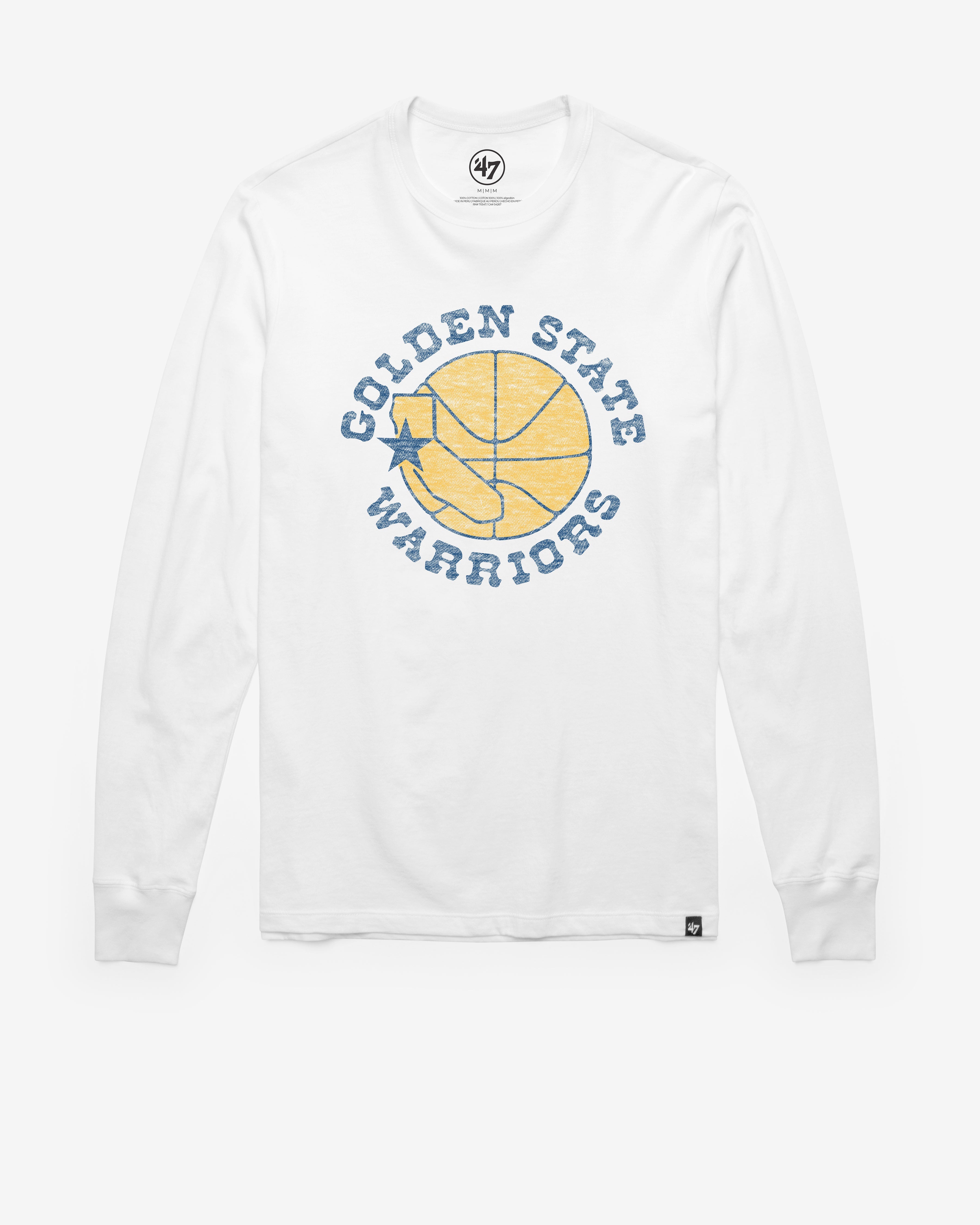 GOLDEN STATE WARRIORS HARDWOOD CLASSICS PREMIER '47 FRANKLIN LONG SLEEVE TEE WHITE WASH