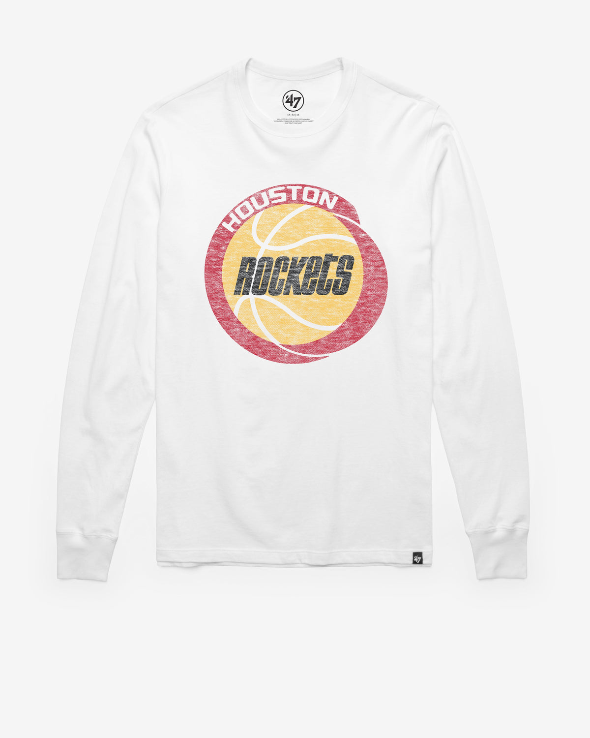 HOUSTON ROCKETS HARDWOOD CLASSICS PREMIER '47 FRANKLIN LONG SLEEVE TEE WHITE WASH