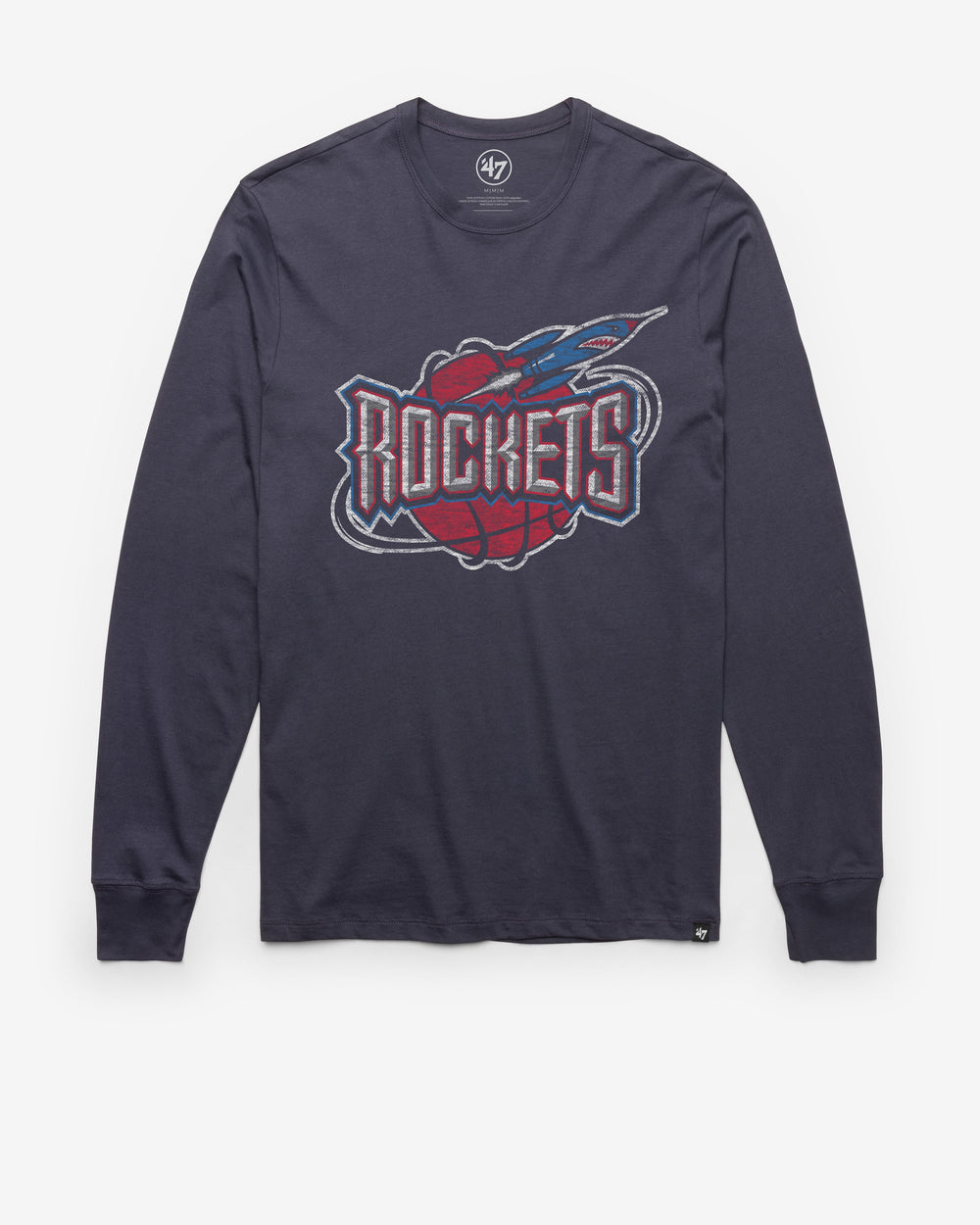 HOUSTON ROCKETS HARDWOOD CLASSICS PREMIER '47 FRANKLIN LONG SLEEVE TEE ATLAS BLUE