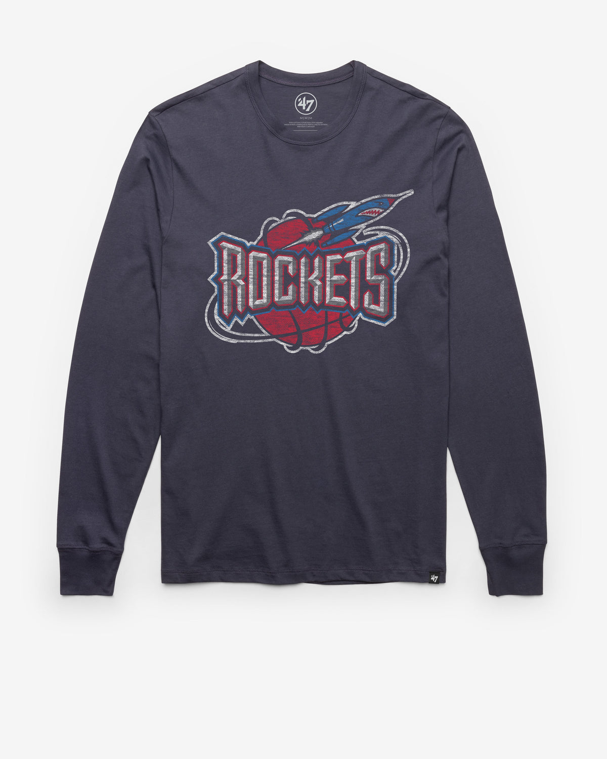 HOUSTON ROCKETS HARDWOOD CLASSICS PREMIER '47 FRANKLIN LONG SLEEVE TEE ATLAS BLUE