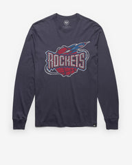 HOUSTON ROCKETS HARDWOOD CLASSICS PREMIER '47 FRANKLIN LONG SLEEVE TEE ATLAS BLUE