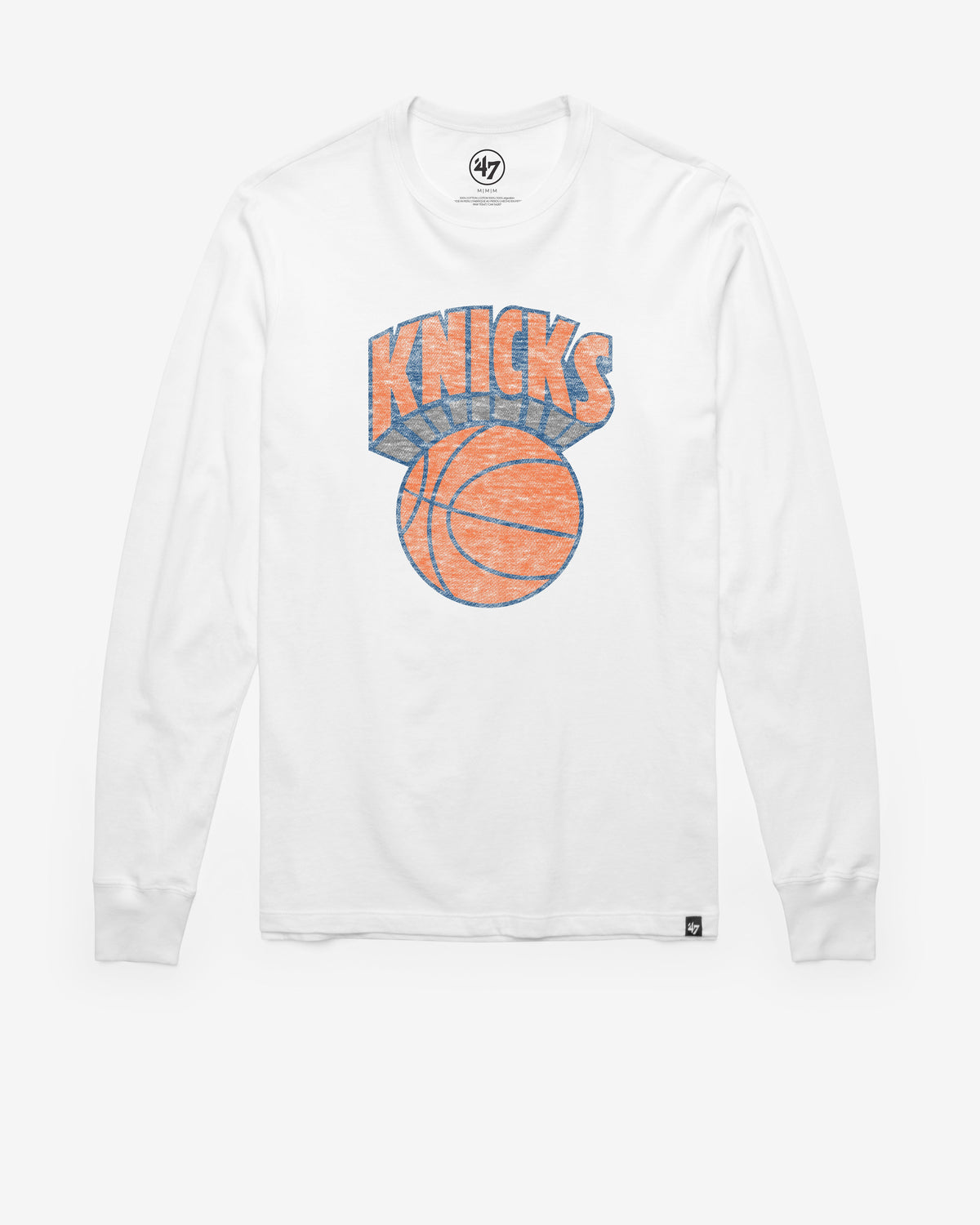 NEW YORK KNICKS HARDWOOD CLASSICS PREMIER '47 FRANKLIN LONG SLEEVE TEE WHITE WASH