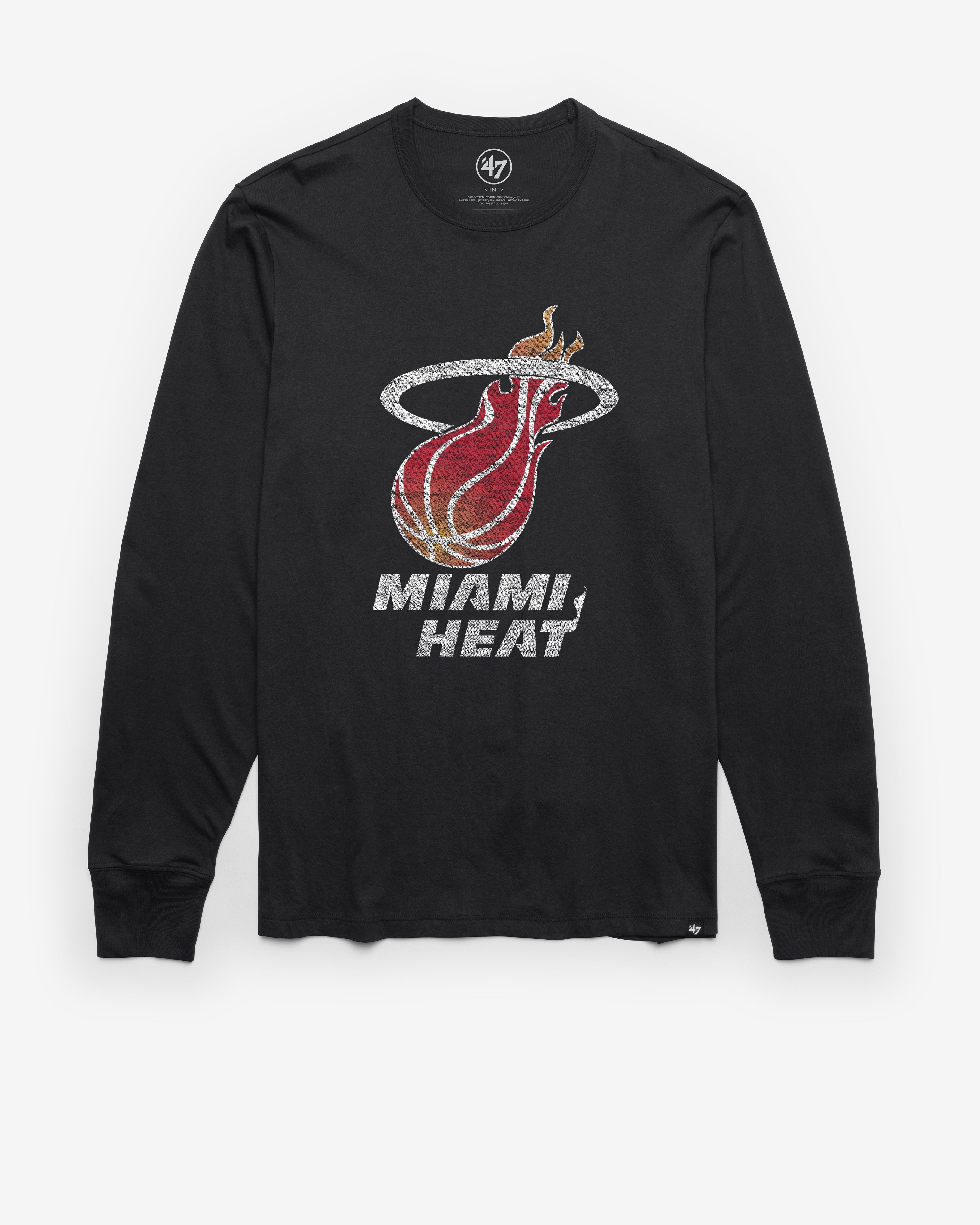 MIAMI HEAT HARDWOOD CLASSICS PREMIER '47 FRANKLIN LONG SLEEVE TEE FLINT BLACK