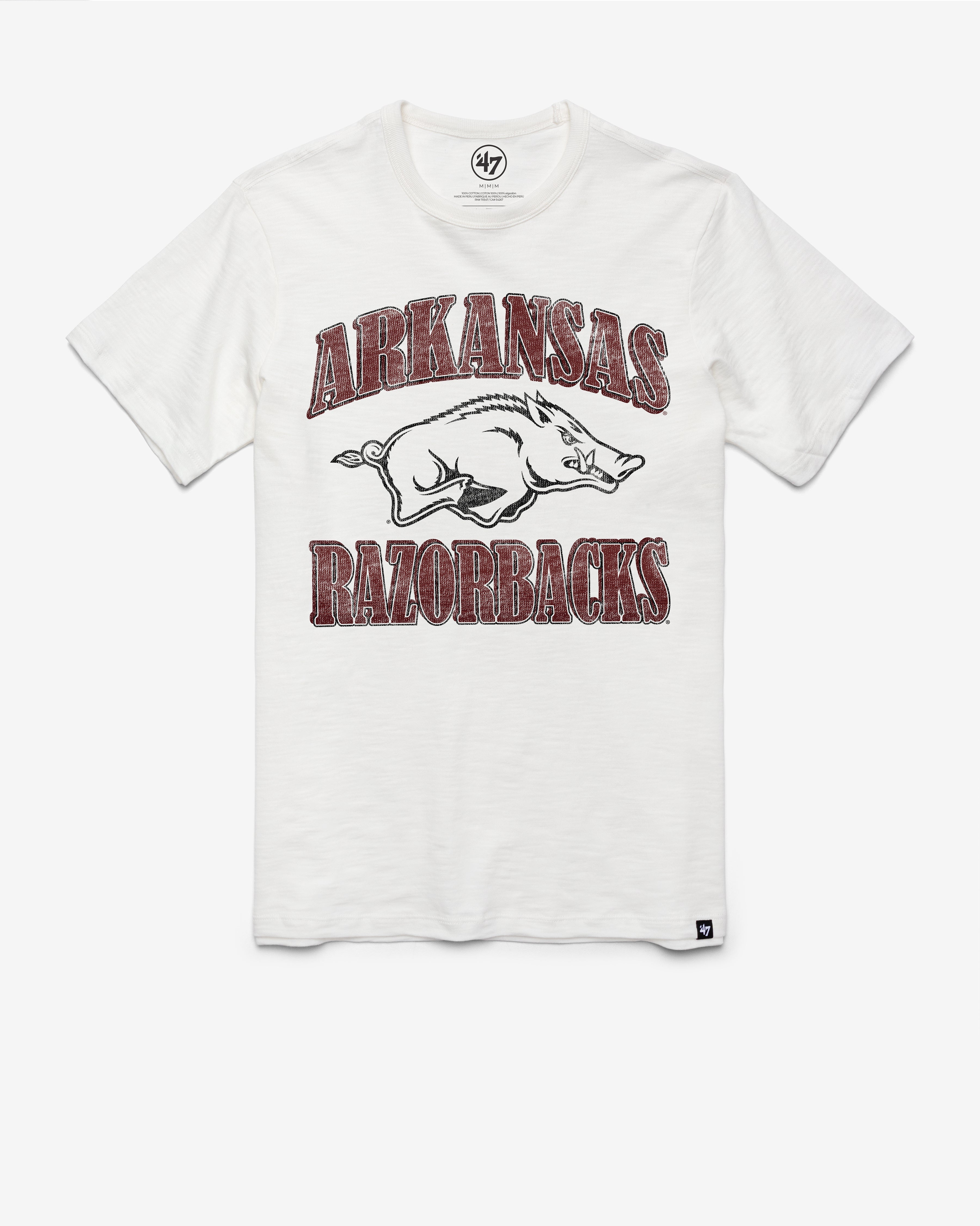 ARKANSAS RAZORBACKS OVERRUN '47 SCRUM TEE WHITE WASH