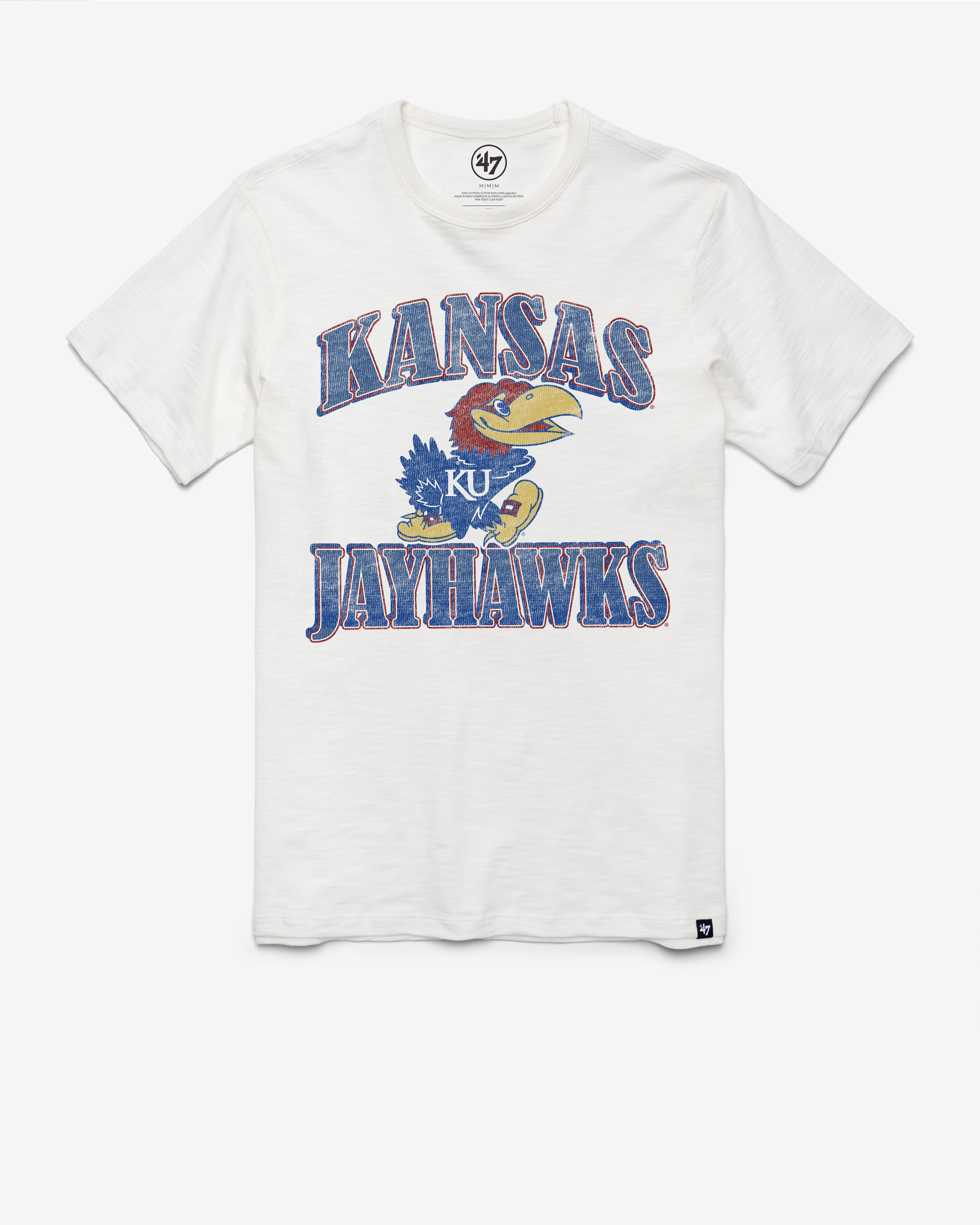KANSAS JAYHAWKS OVERRUN '47 SCRUM TEE WHITE WASH