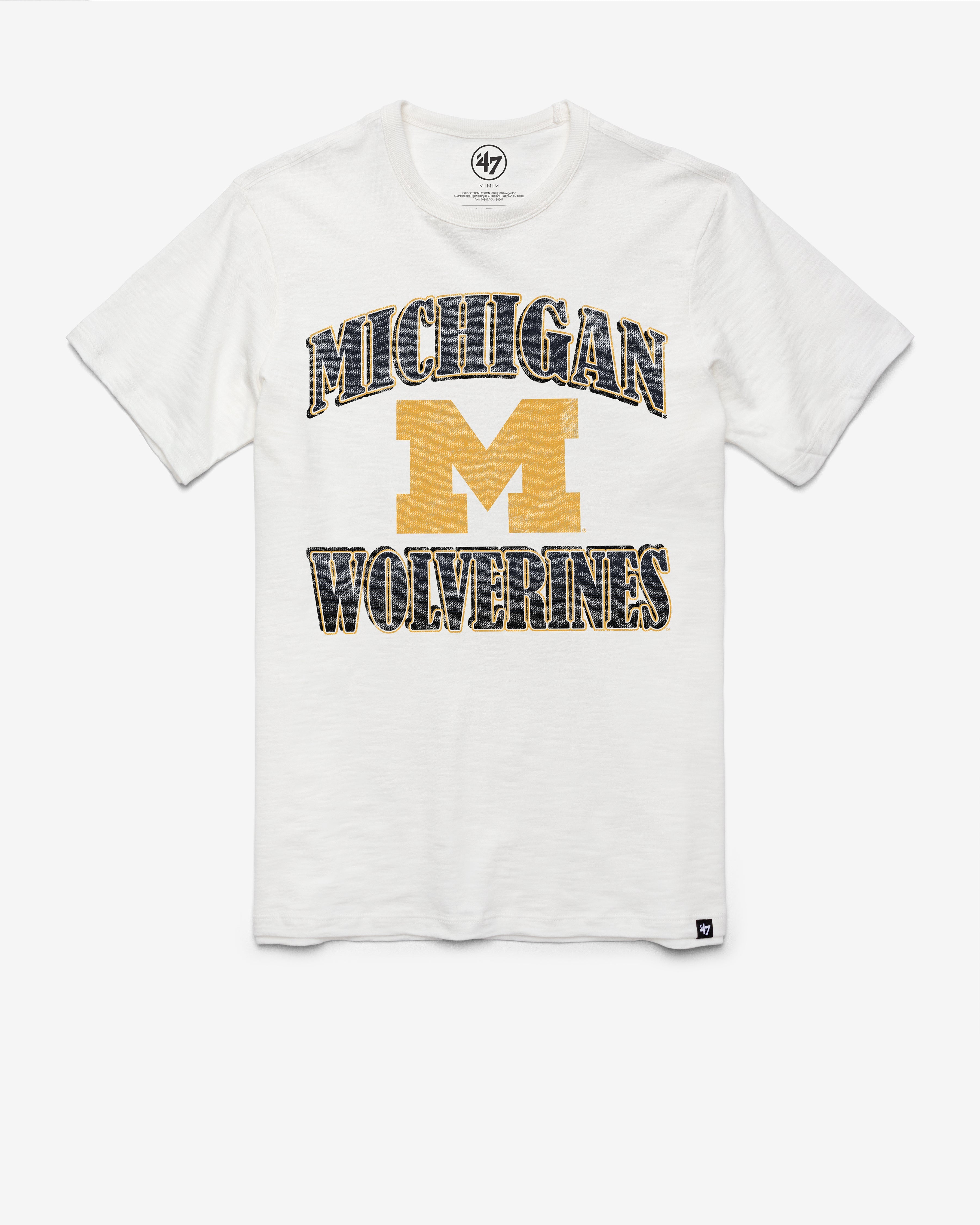 MICHIGAN WOLVERINES OVERRUN '47 SCRUM TEE WHITE WASH