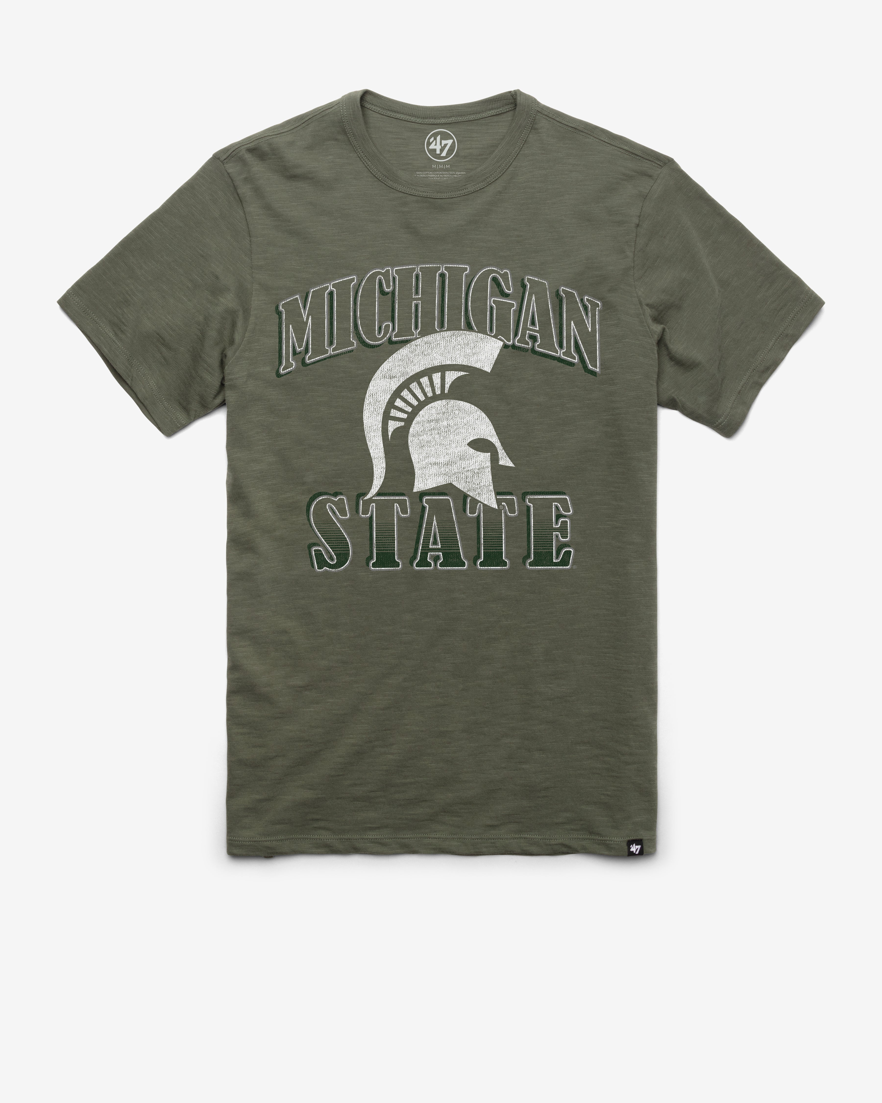 MICHIGAN STATE SPARTANS OVERRUN '47 SCRUM TEE BOTTLE GREEN