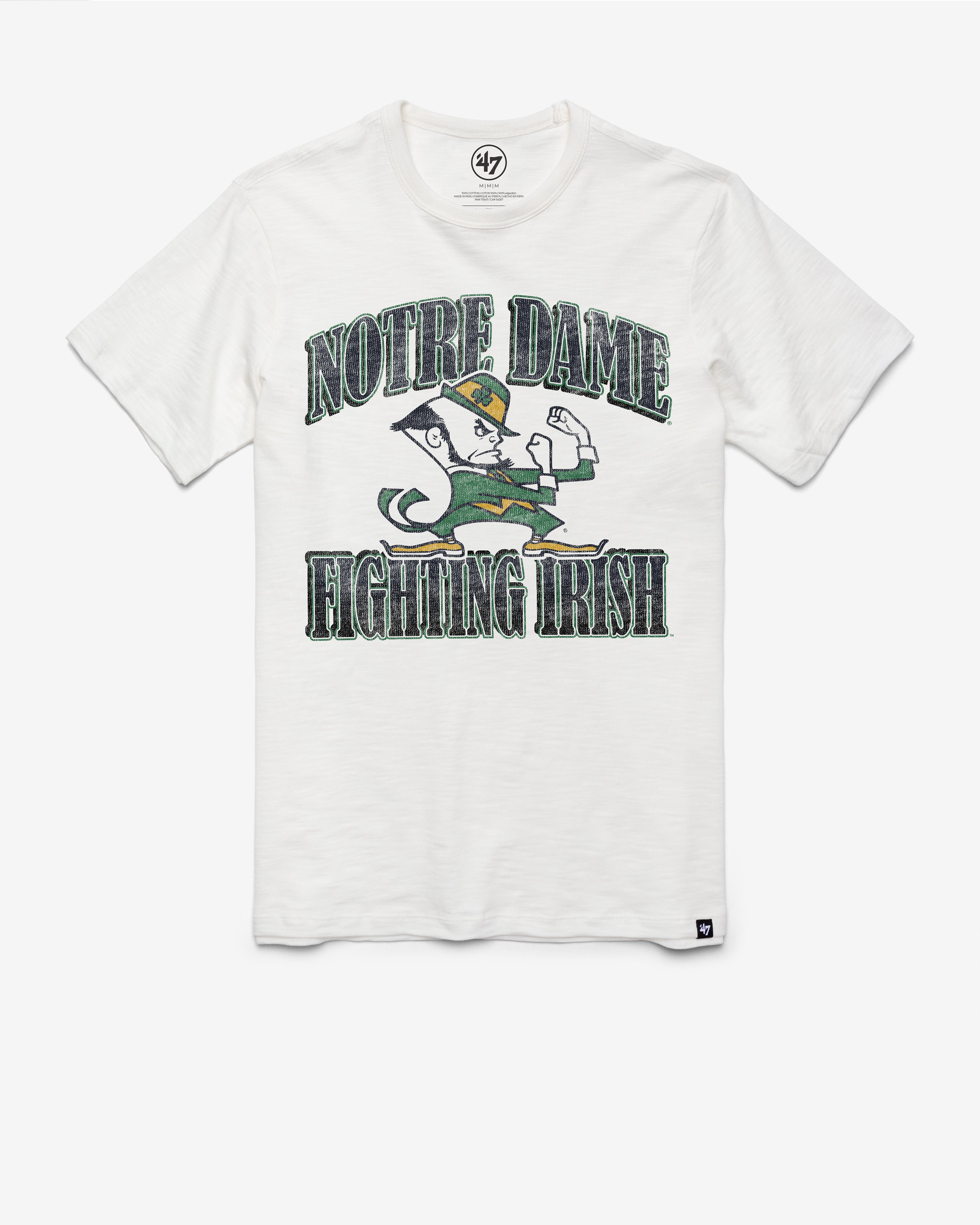 NOTRE DAME FIGHTING IRISH OVERRUN '47 SCRUM TEE WHITE WASH