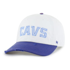 CLEVELAND CAVALIERS HARDWOOD CLASSICS WORN SCRIPT '47 CLEAN UP MF MID FIT WHITE
