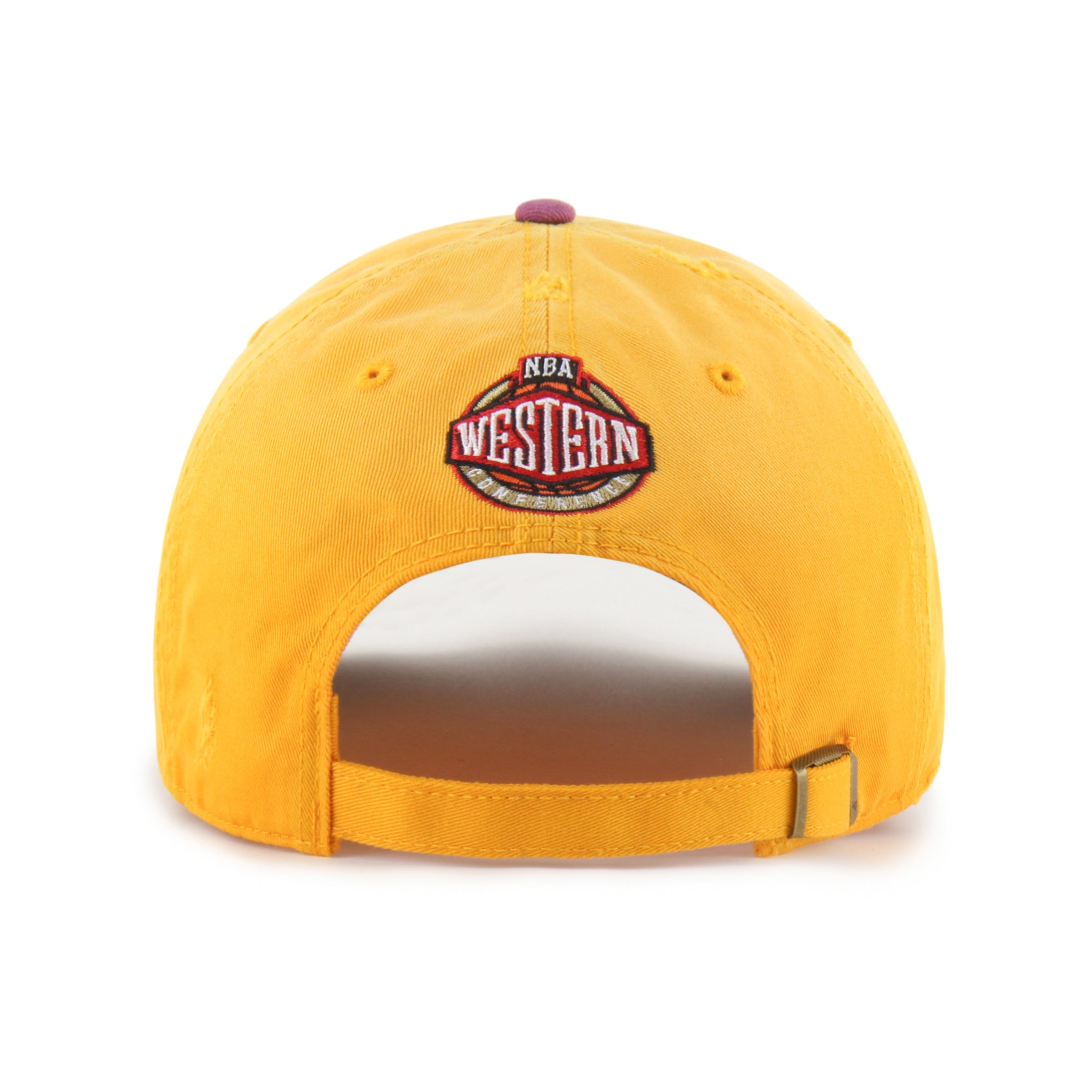 LOS ANGELES LAKERS HARDWOOD CLASSICS WORN SCRIPT '47 CLEAN UP MF MID FIT GOLD