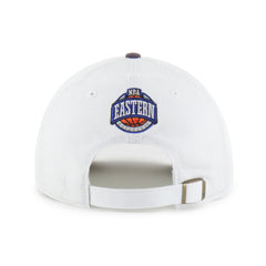 PHILADELPHIA 76ERS HARDWOOD CLASSICS WORN SCRIPT '47 CLEAN UP MF MID FIT WHITE