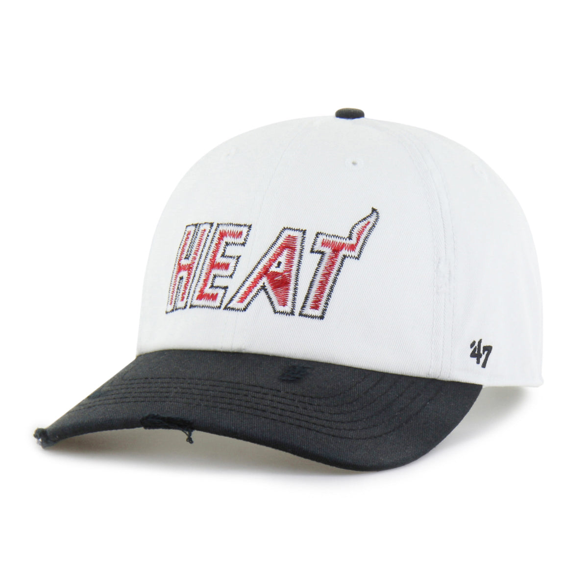 MIAMI HEAT HARDWOOD CLASSICS WORN SCRIPT '47 CLEAN UP MF MID FIT WHITE