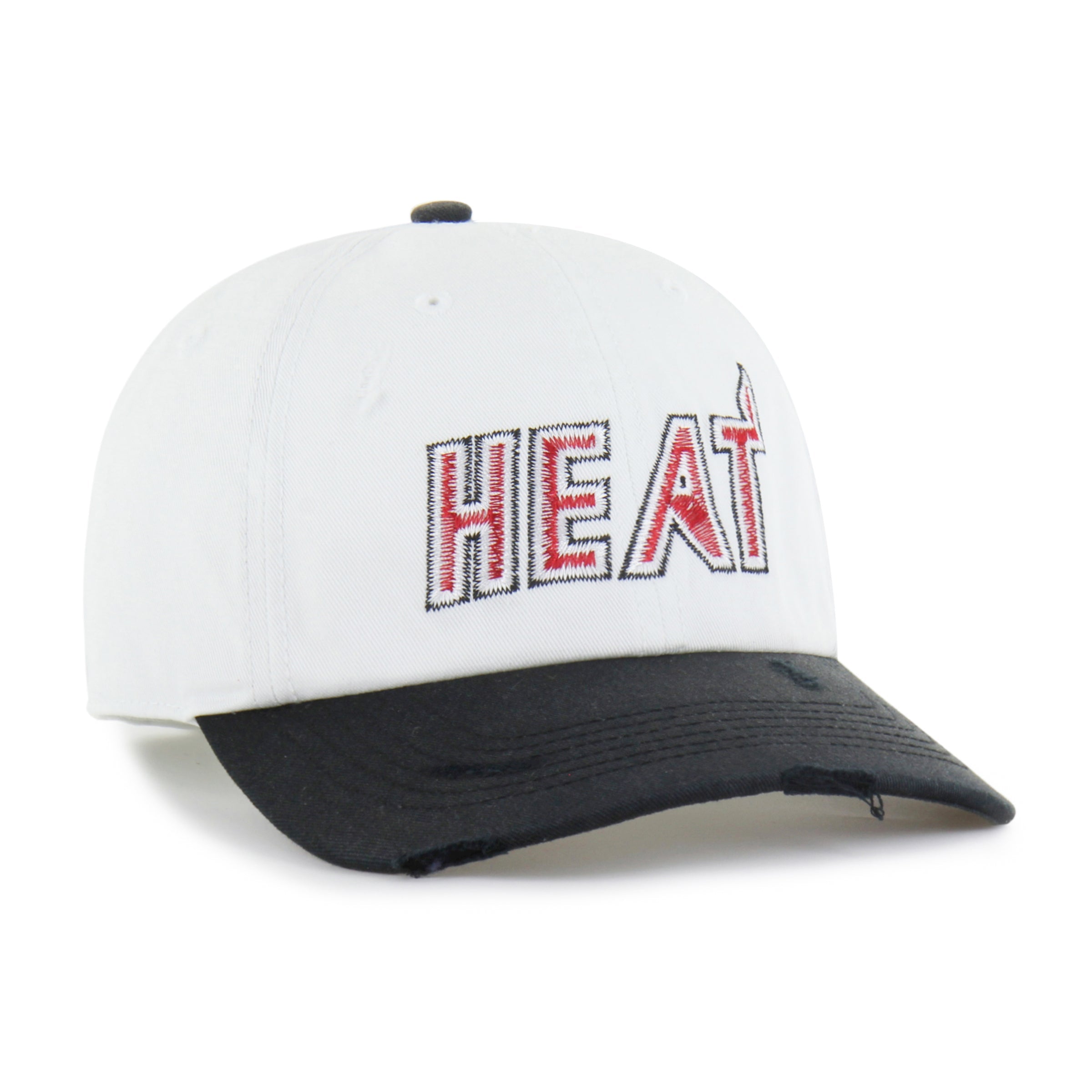 MIAMI HEAT HARDWOOD CLASSICS WORN SCRIPT '47 CLEAN UP MF MID FIT WHITE