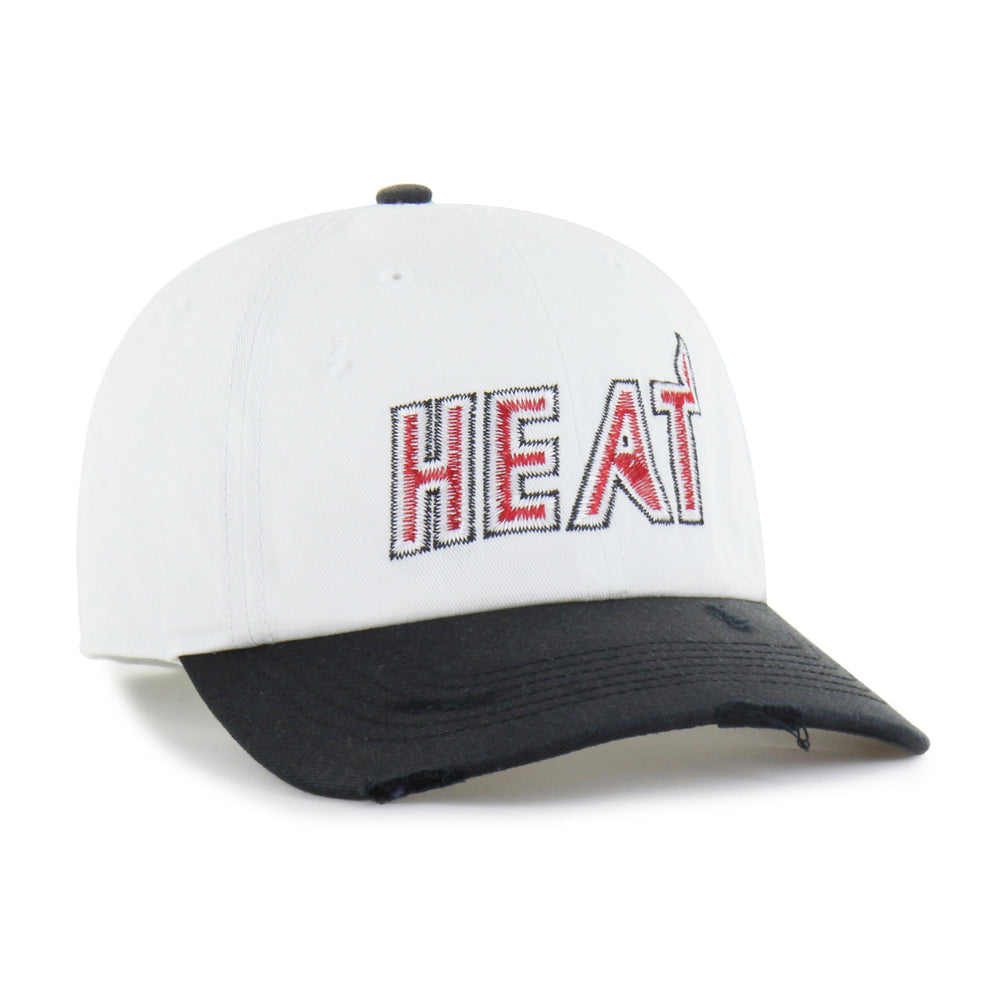 MIAMI HEAT HARDWOOD CLASSICS WORN SCRIPT '47 CLEAN UP MF MID FIT WHITE