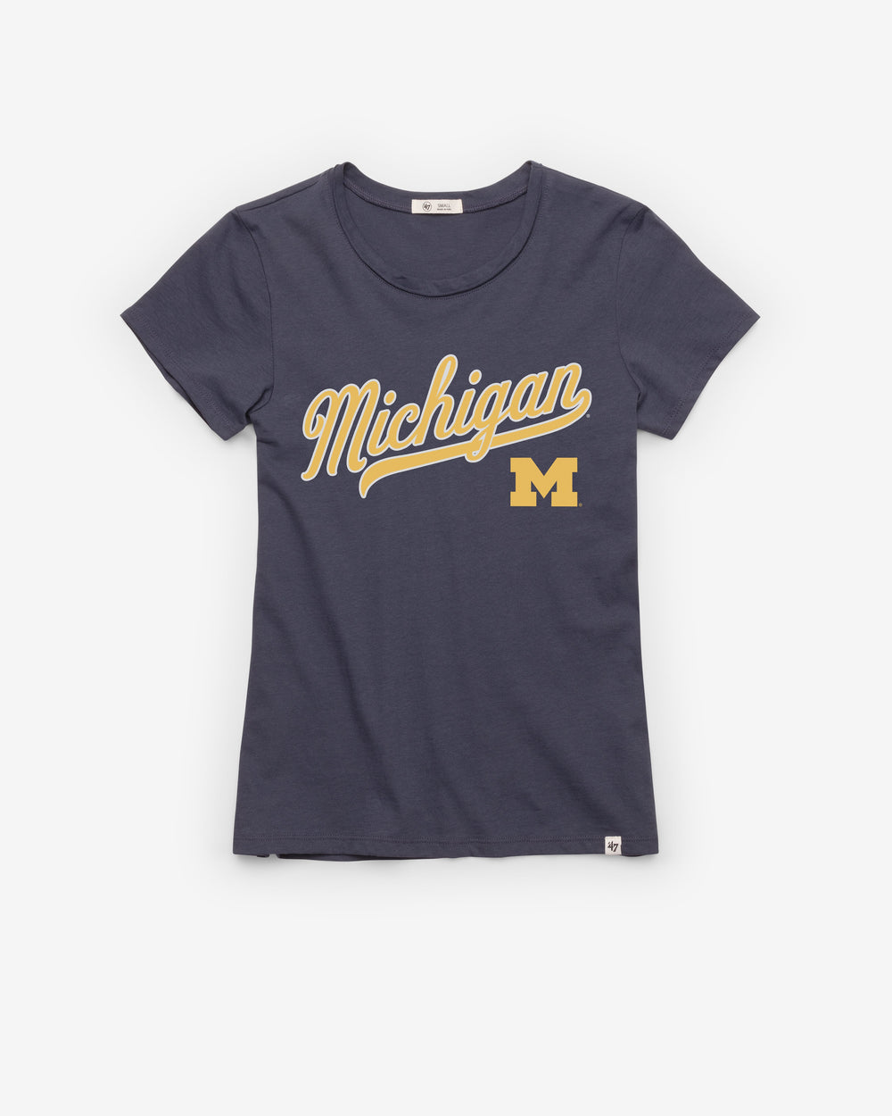 MICHIGAN WOLVERINES TAIL SWEEP '47 FRANKIE TEE WOMENS ATLAS BLUE