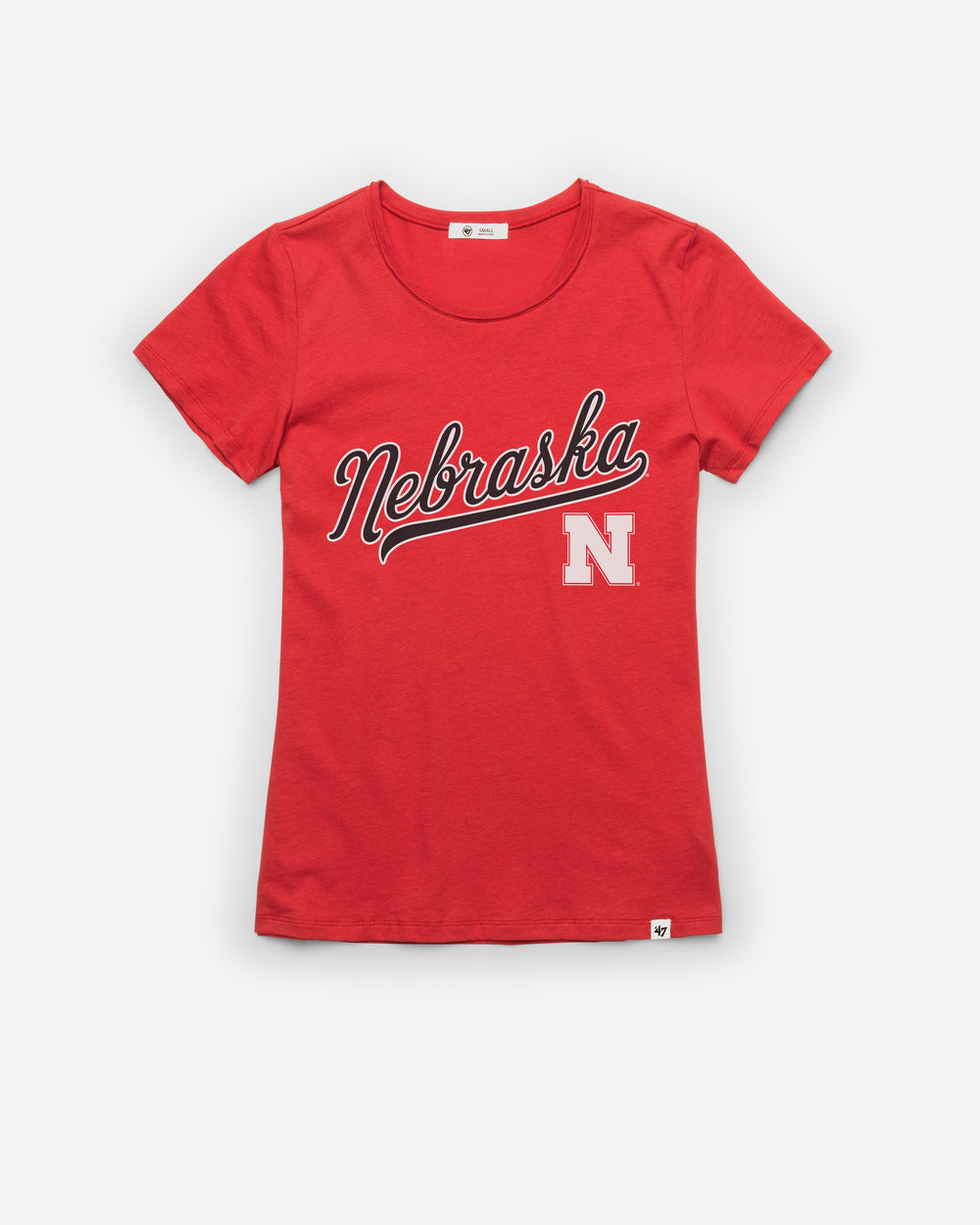 NEBRASKA CORNHUSKERS TAIL SWEEP '47 FRANKIE TEE WOMENS RACER RED