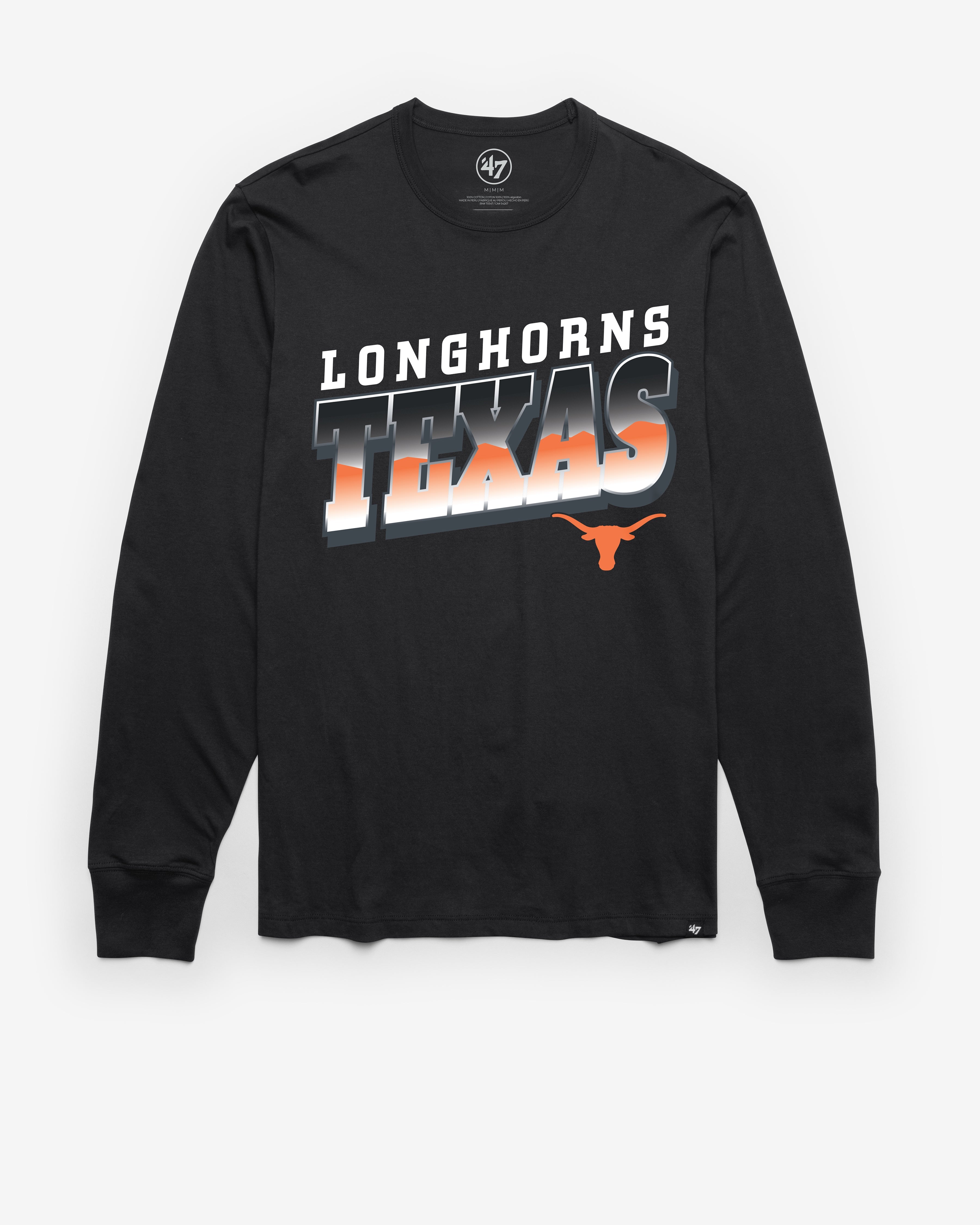 TEXAS LONGHORNS POLISHED '47 FRANKLIN LONG SLEEVE TEE FLINT BLACK