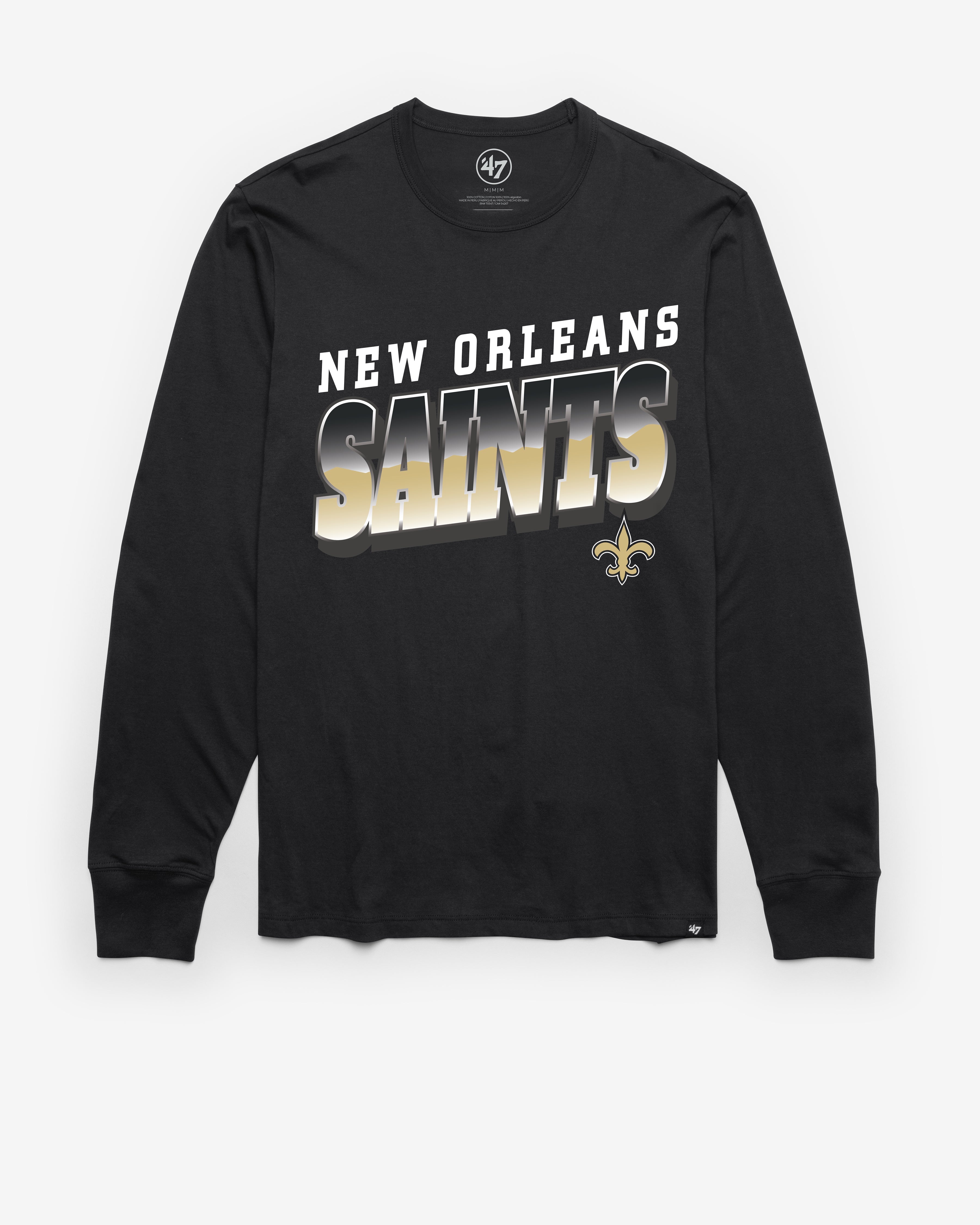 NEW ORLEANS SAINTS POLISHED '47 FRANKLIN LONG SLEEVE TEE FLINT BLACK