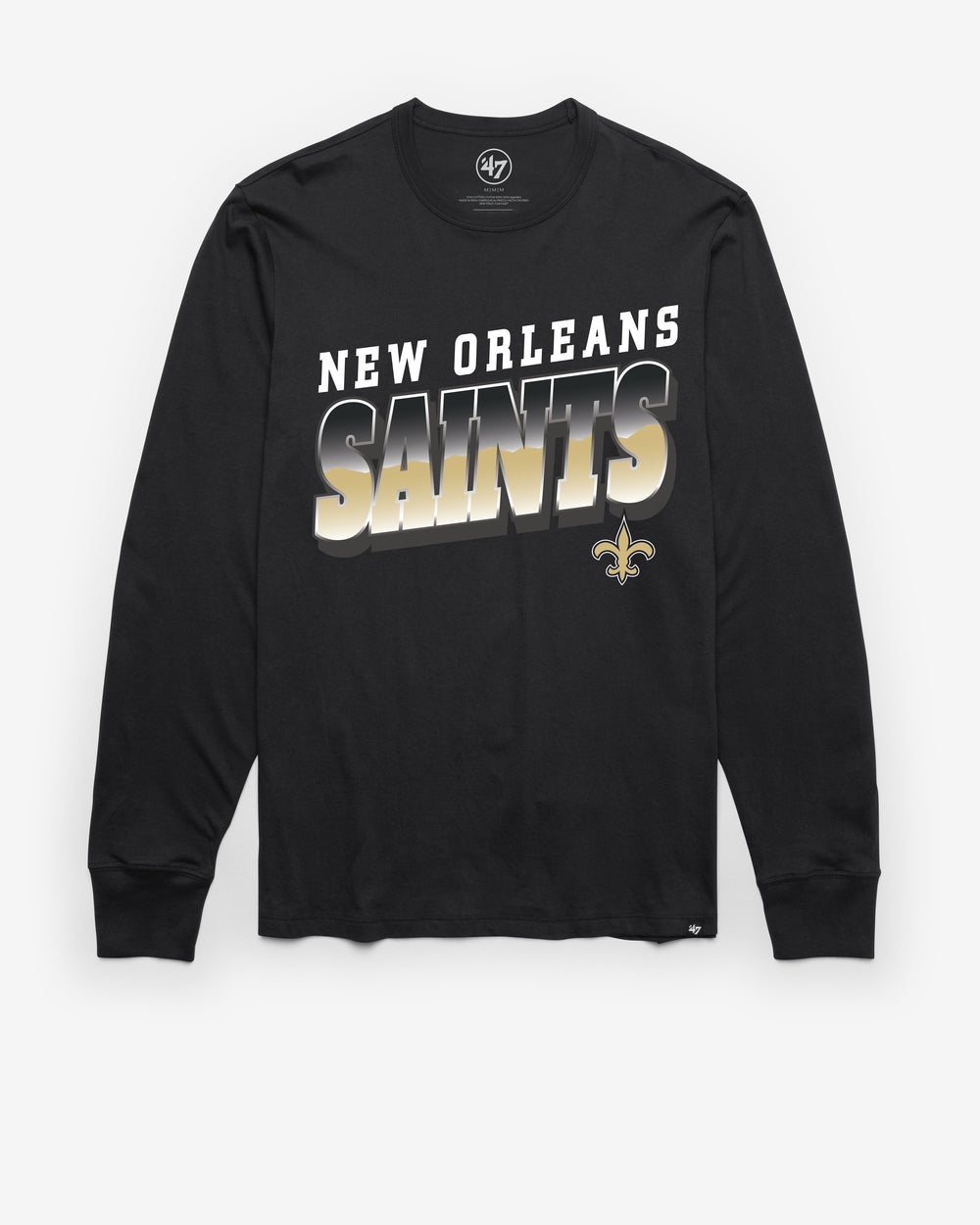 NEW ORLEANS SAINTS POLISHED '47 FRANKLIN LONG SLEEVE TEE FLINT BLACK