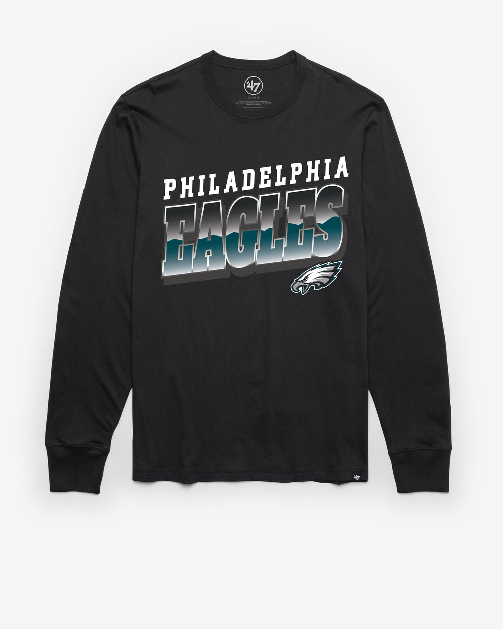PHILADELPHIA EAGLES POLISHED '47 FRANKLIN LONG SLEEVE TEE FLINT BLACK