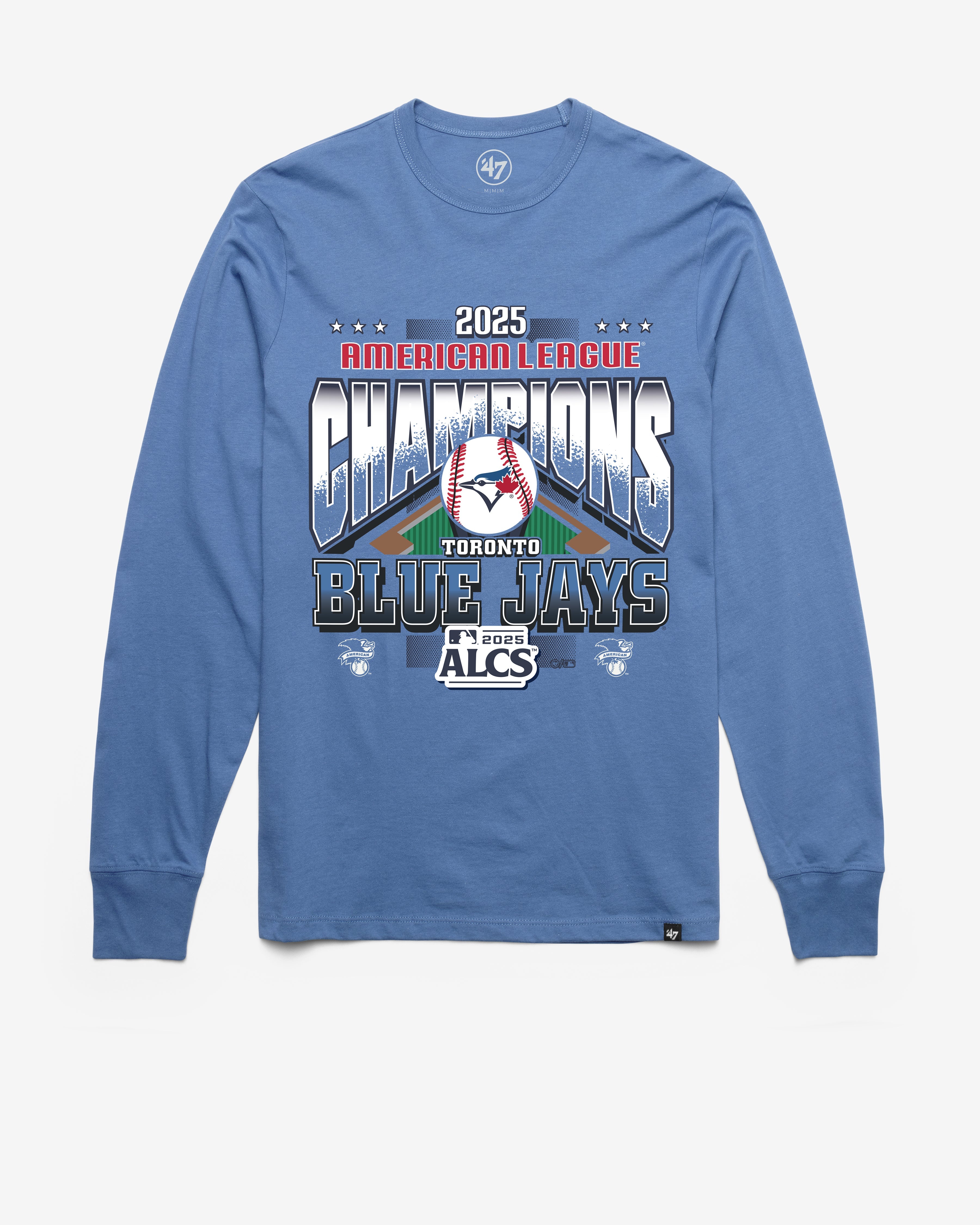 TORONTO BLUE JAYS 2025 AMERICAN LEAGUE CHAMPIONS '47 FRANKLIN LONG SLEEVE TEE CADET BLUE