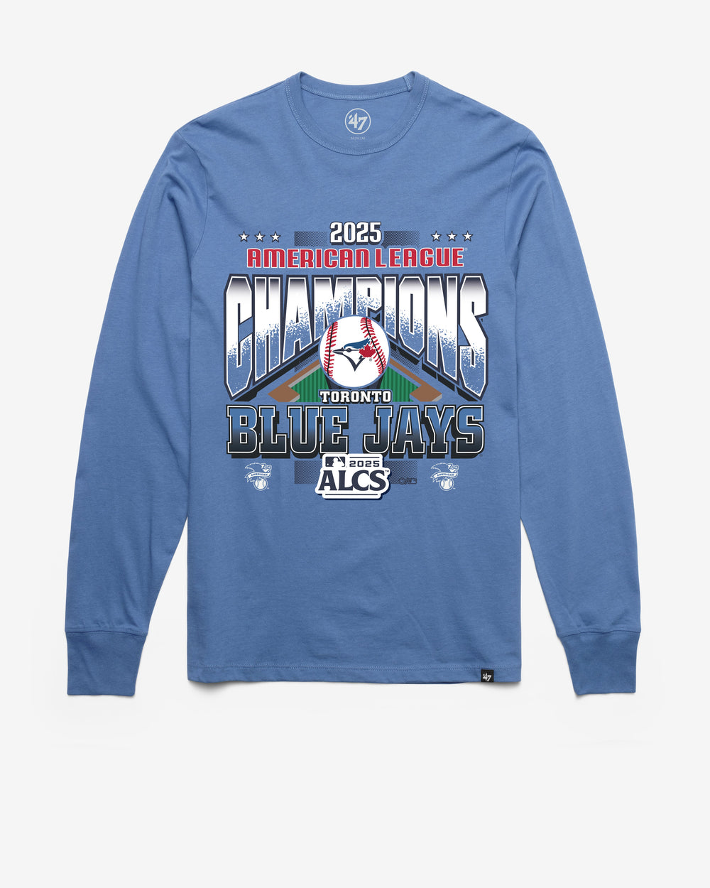 TORONTO BLUE JAYS 2025 AMERICAN LEAGUE CHAMPIONS '47 FRANKLIN LONG SLEEVE TEE CADET BLUE