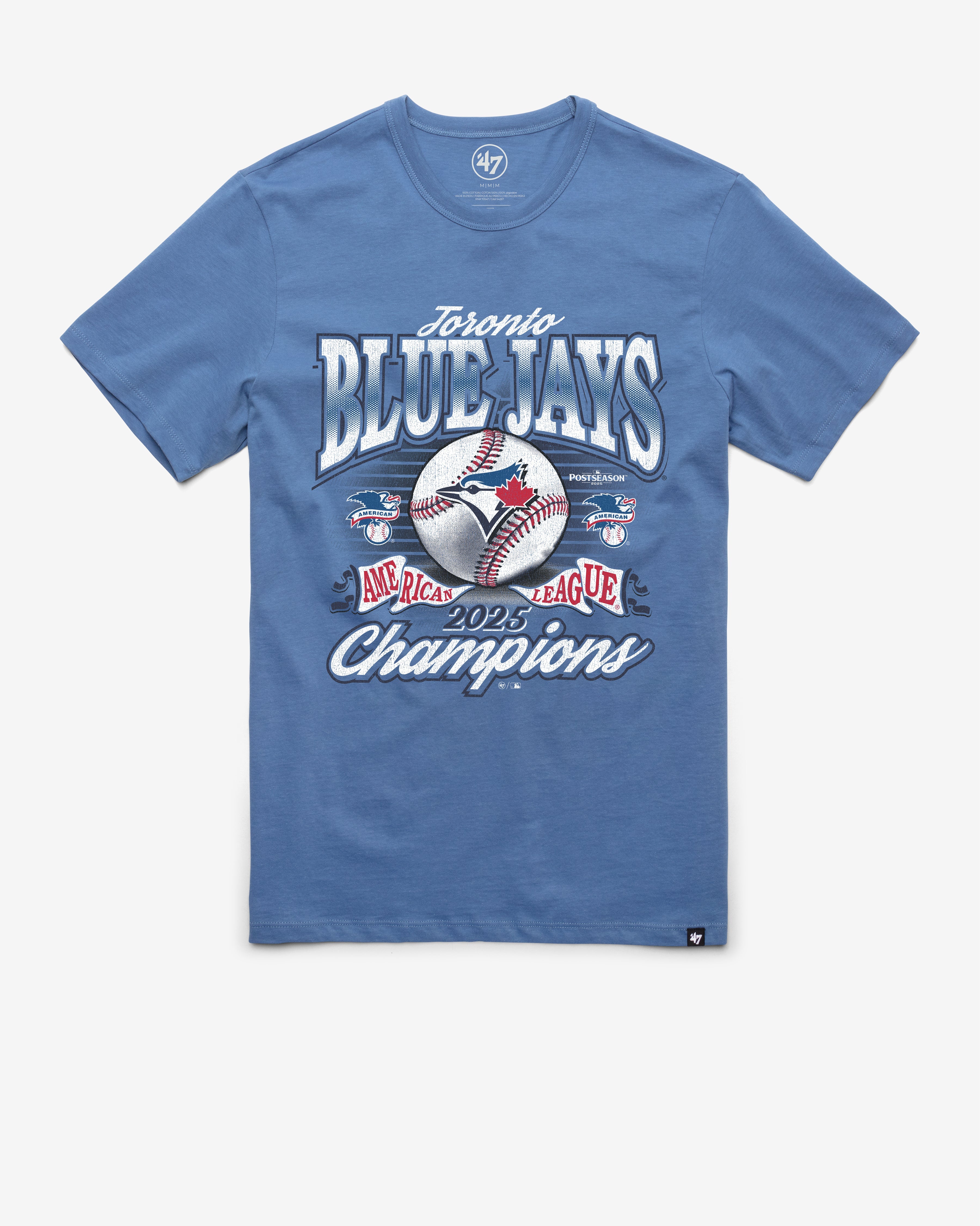 TORONTO BLUE JAYS 2025 AMERICAN LEAGUE CHAMPIONS '47 FRANKLIN TEE CADET BLUE
