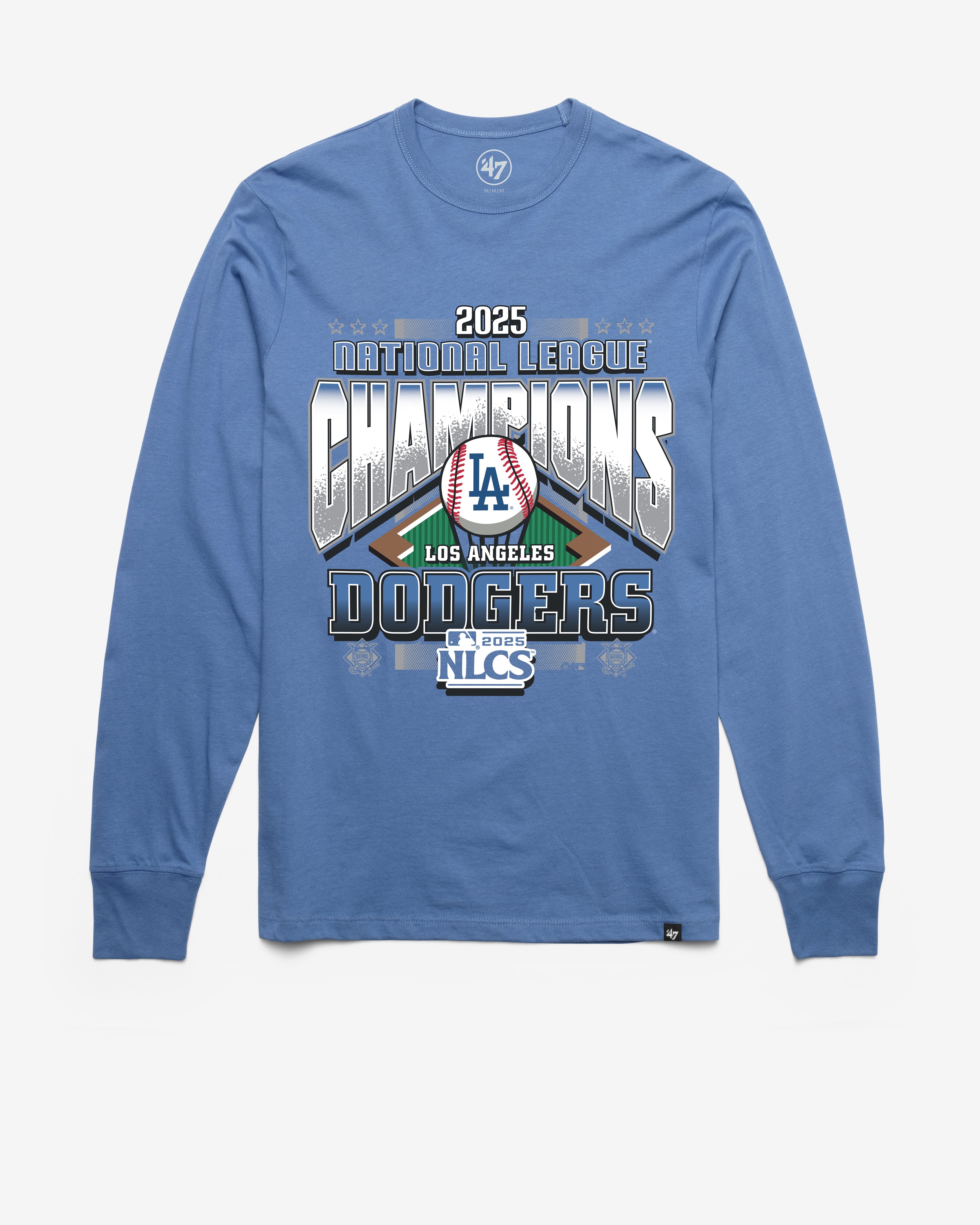 LOS ANGELES DODGERS 2025 NATIONAL LEAGUE CHAMPIONS '47 FRANKLIN LONG SLEEVE TEE CADET BLUE