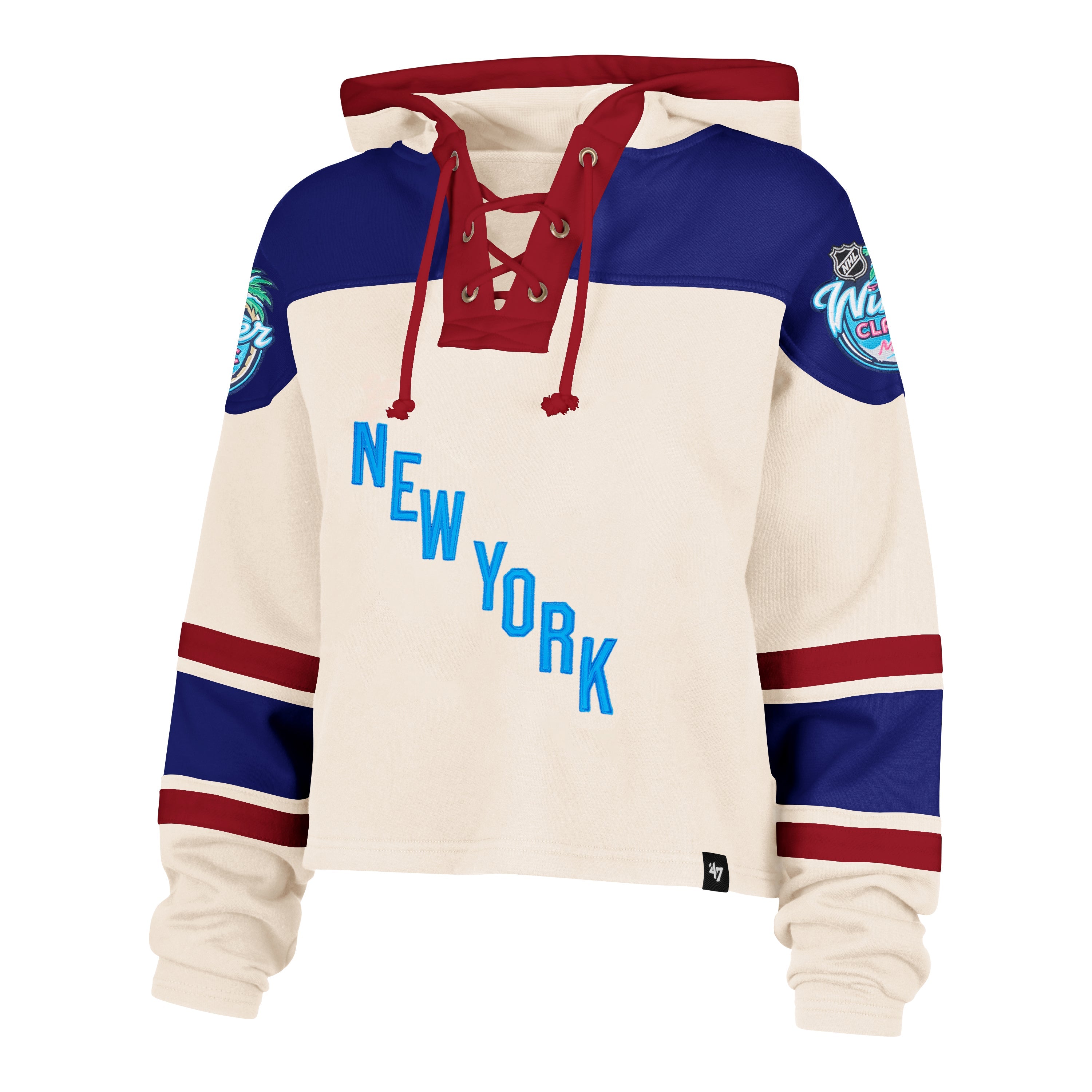 NEW YORK RANGERS WINTER CLASSIC CROPPED '47 SUPERIOR LACER HOOD WOMENS CREAM
