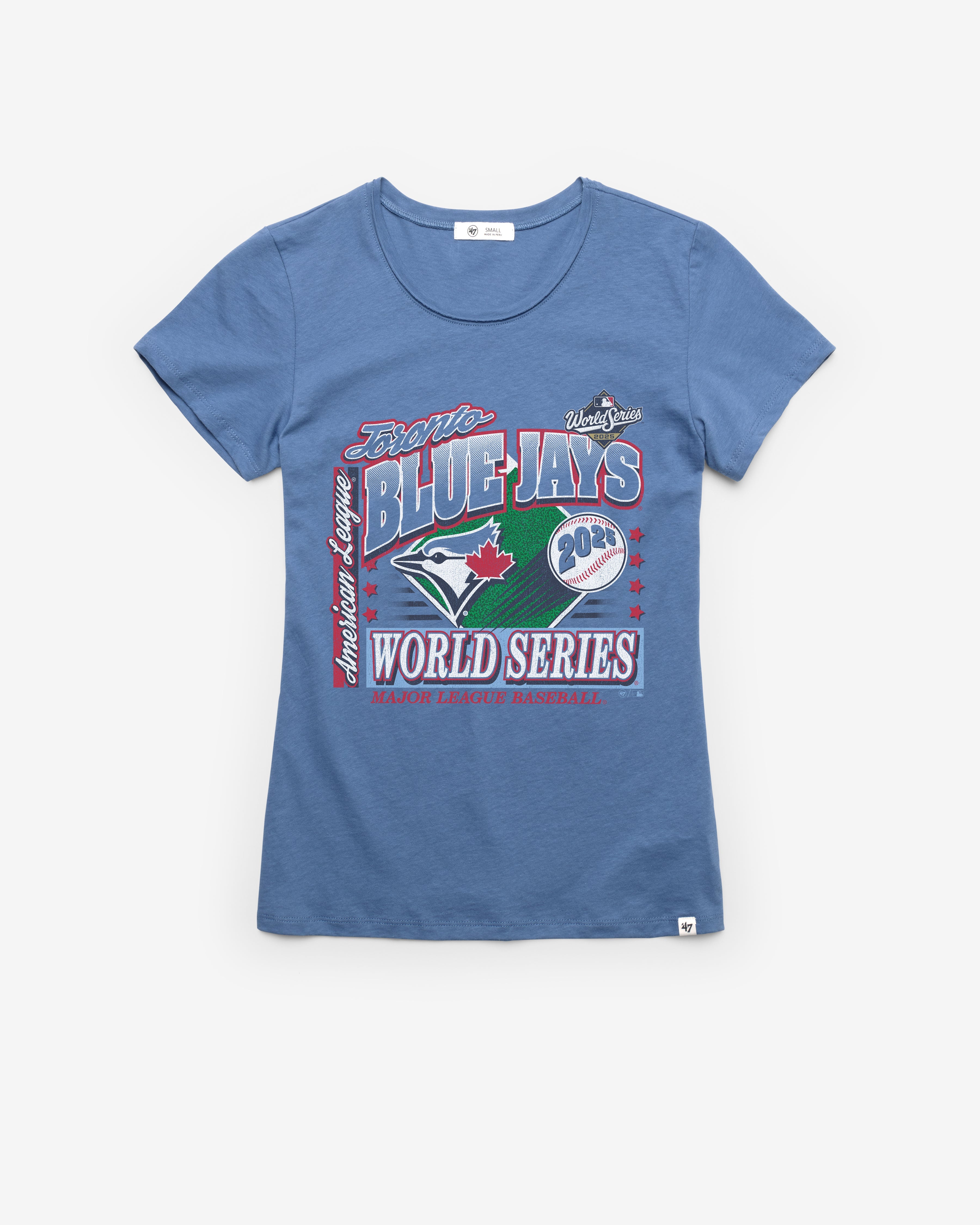 TORONTO BLUE JAYS 2025 WORLD SERIES '47 FRANKIE TEE WOMENS CADET BLUE