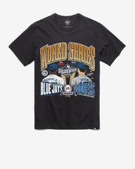 TORONTO BLUE JAYS / LOS ANGELES DODGERS DUELING WORLD SERIES ID '47 FRANKLIN TEE FLINT BLACK
